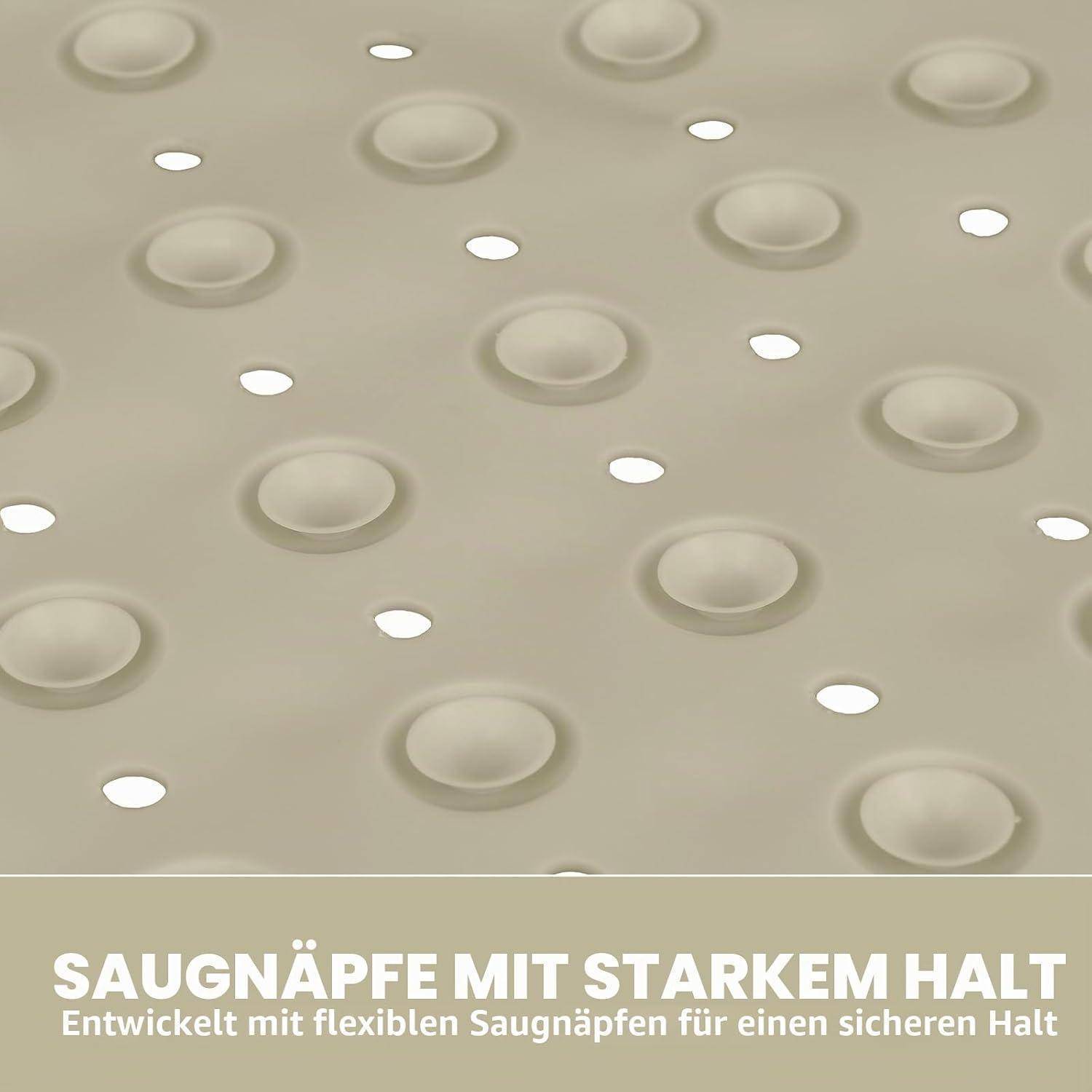 Duschmatte Eckdusche 70x70cm rutschfest mit Saugnäpfen Khaki