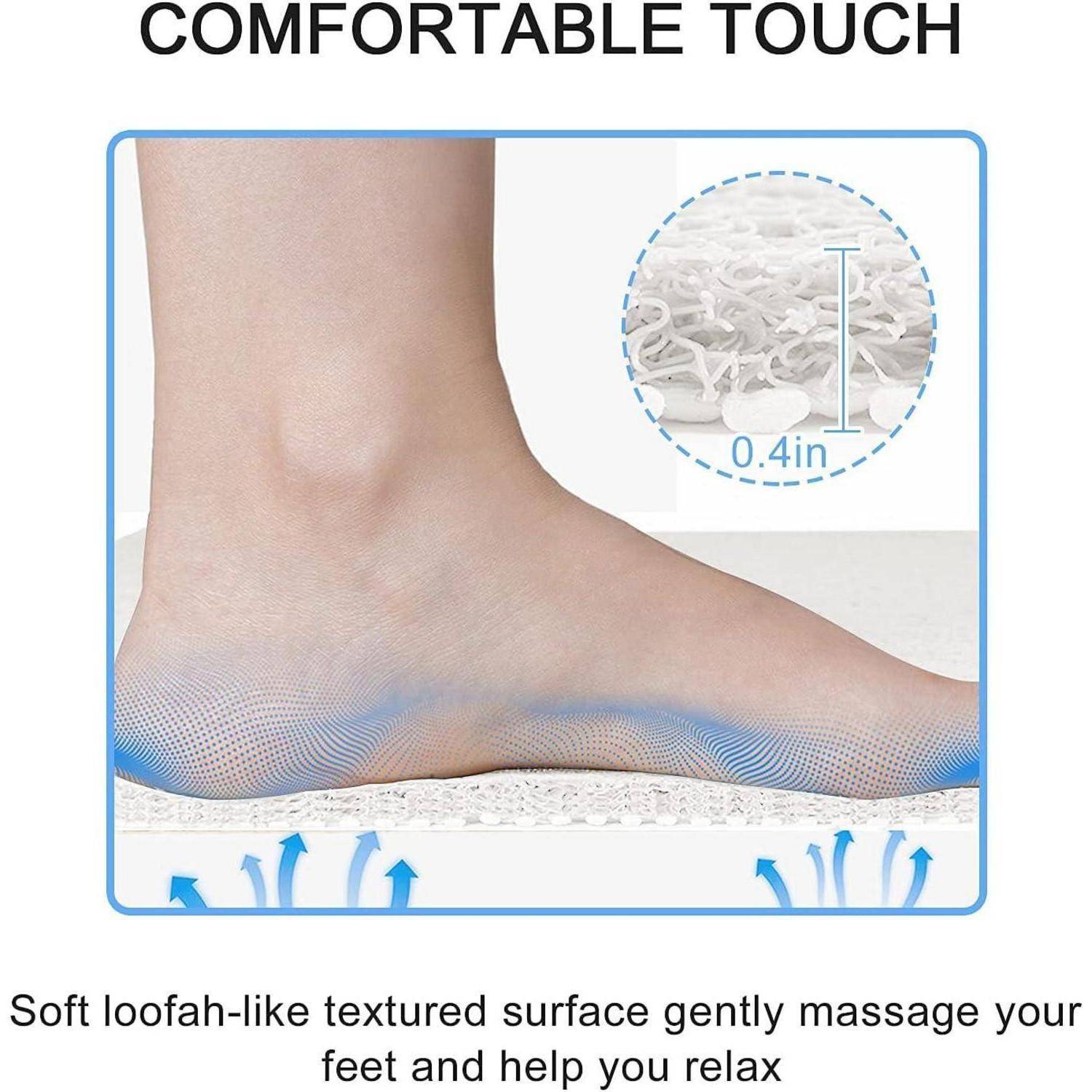 Nahaufnahme eines Fußes, der auf einer strukturierten Einlegesohle ruht, mit der Beschriftung „COMFORTABLE TOUCH