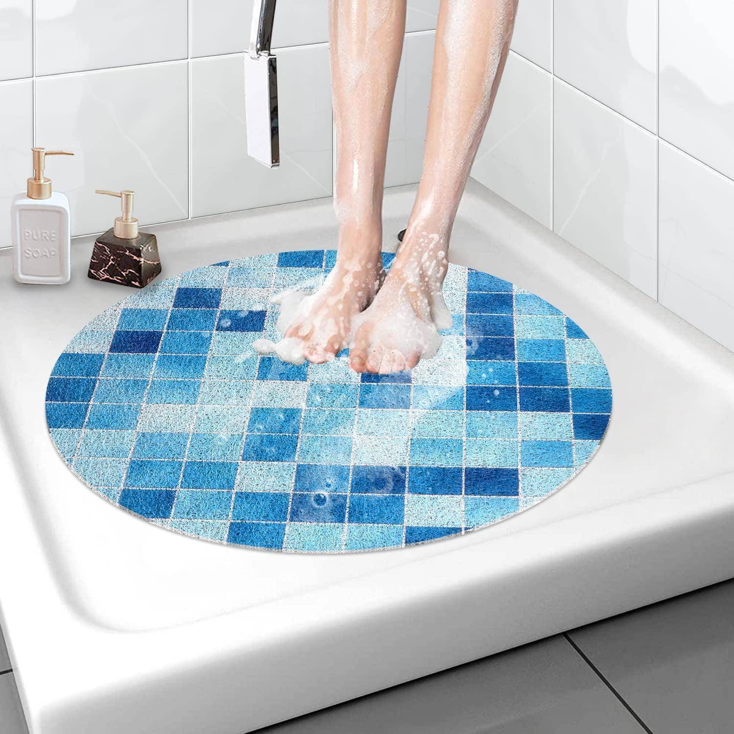 Duschmatte rutschfest 60x60cm rund PVC mit Ablauflöchern weich