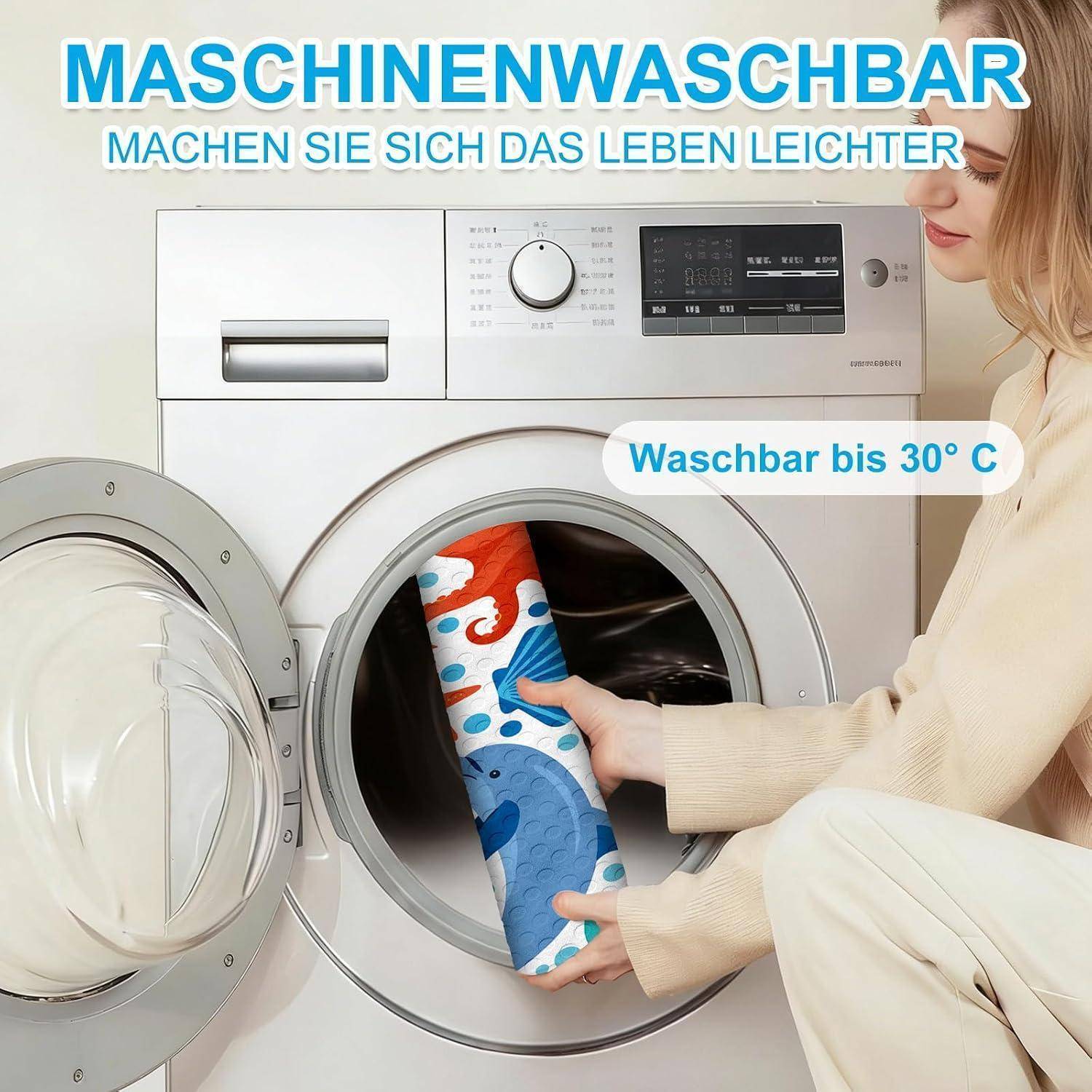 Duschmatte rund 55cm rutschfest mit Saugnäpfen BPA-frei maschinenwaschbar Meereswelt