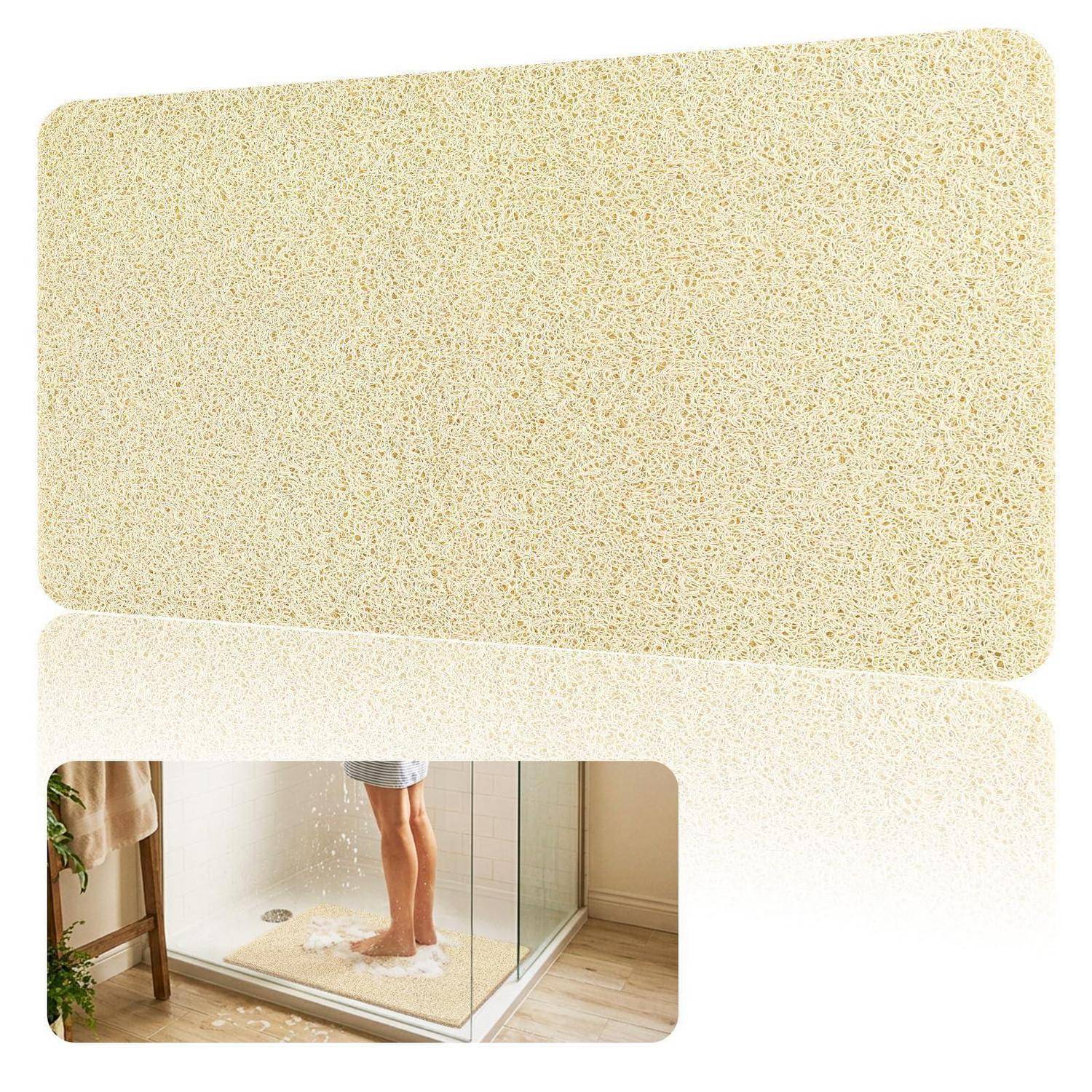 Duschmatte rutschfest 40x60cm Beige PVC Schlingenstruktur Ablauf