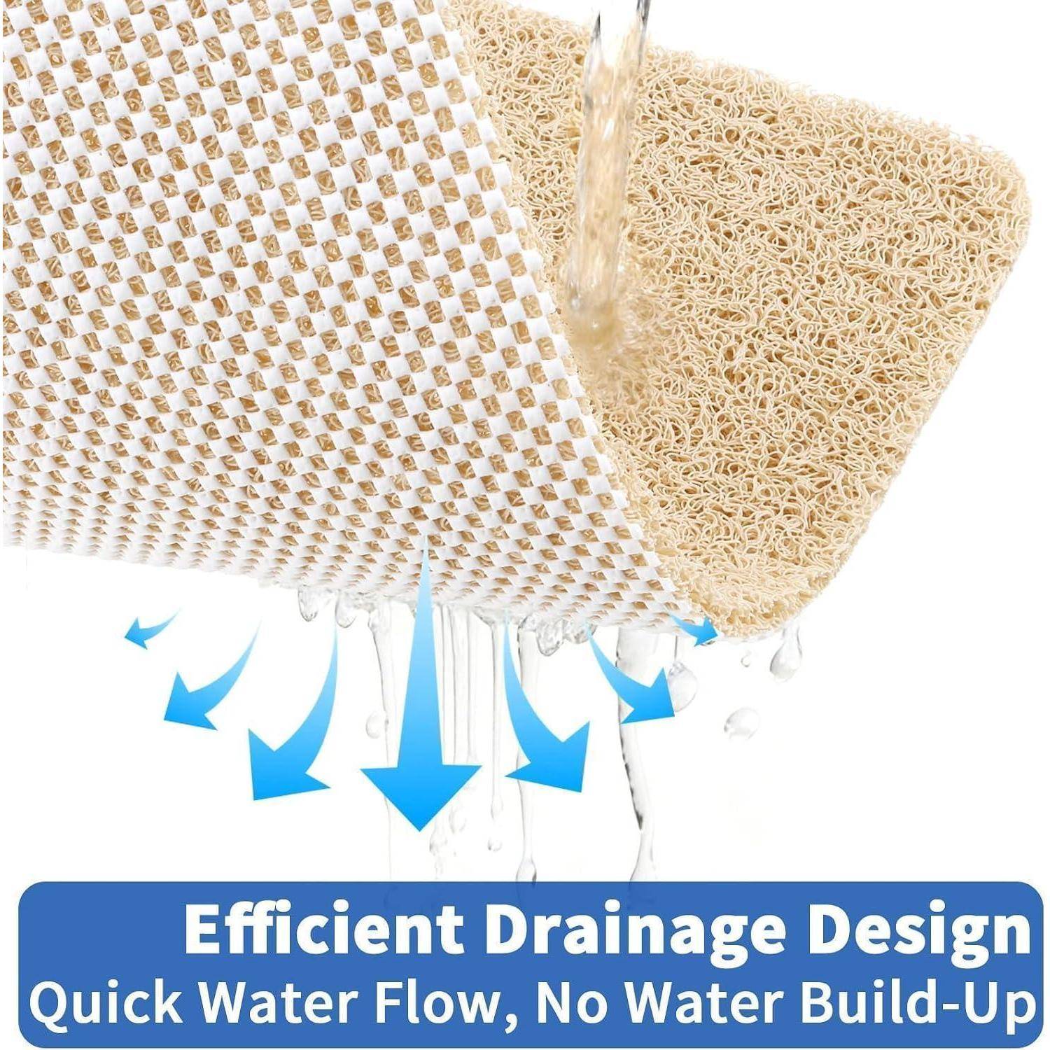 Duschmatte rutschfest 40x60cm Beige PVC Schlingenstruktur Ablauf
