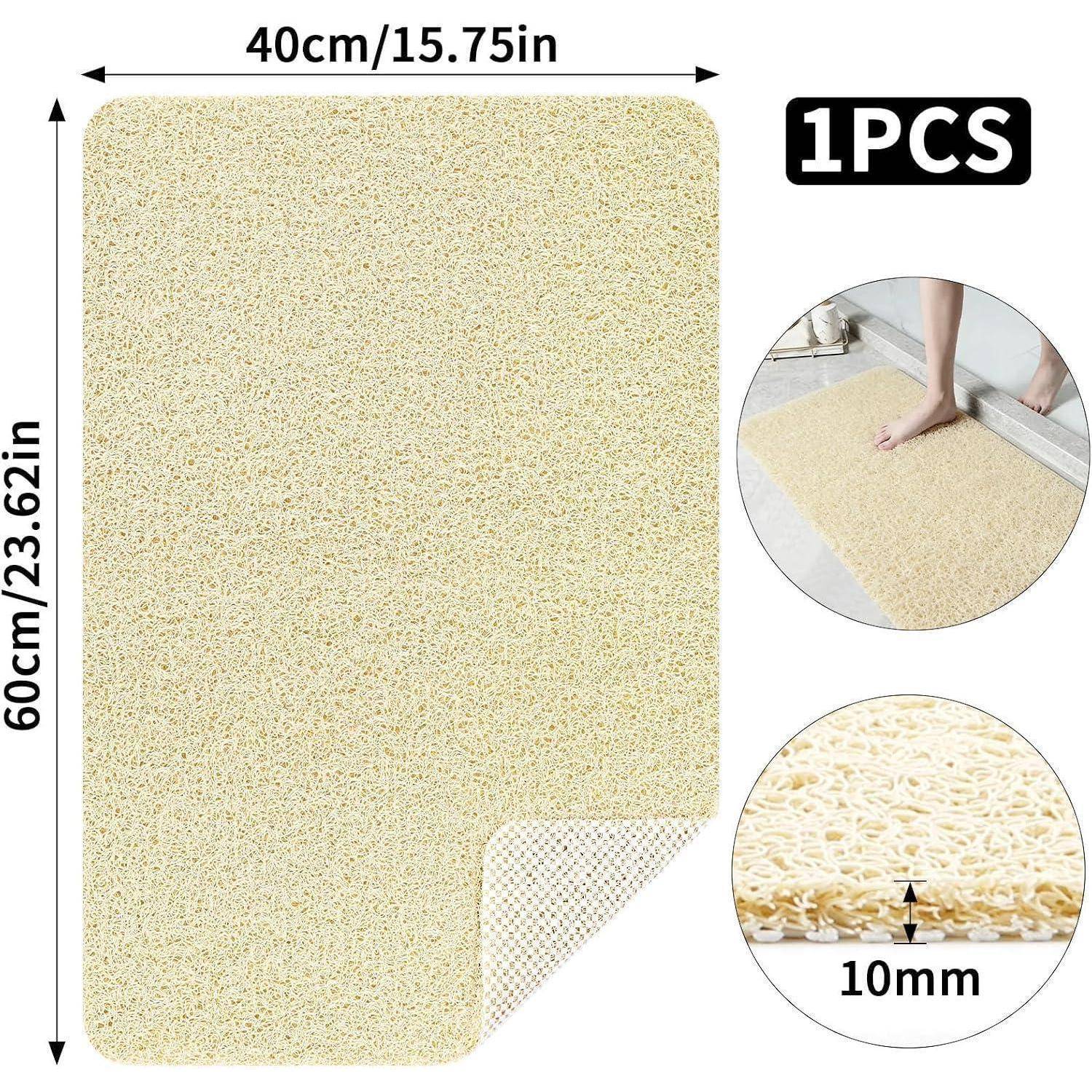 Duschmatte rutschfest 40x60cm Beige PVC Schlingenstruktur Ablauf