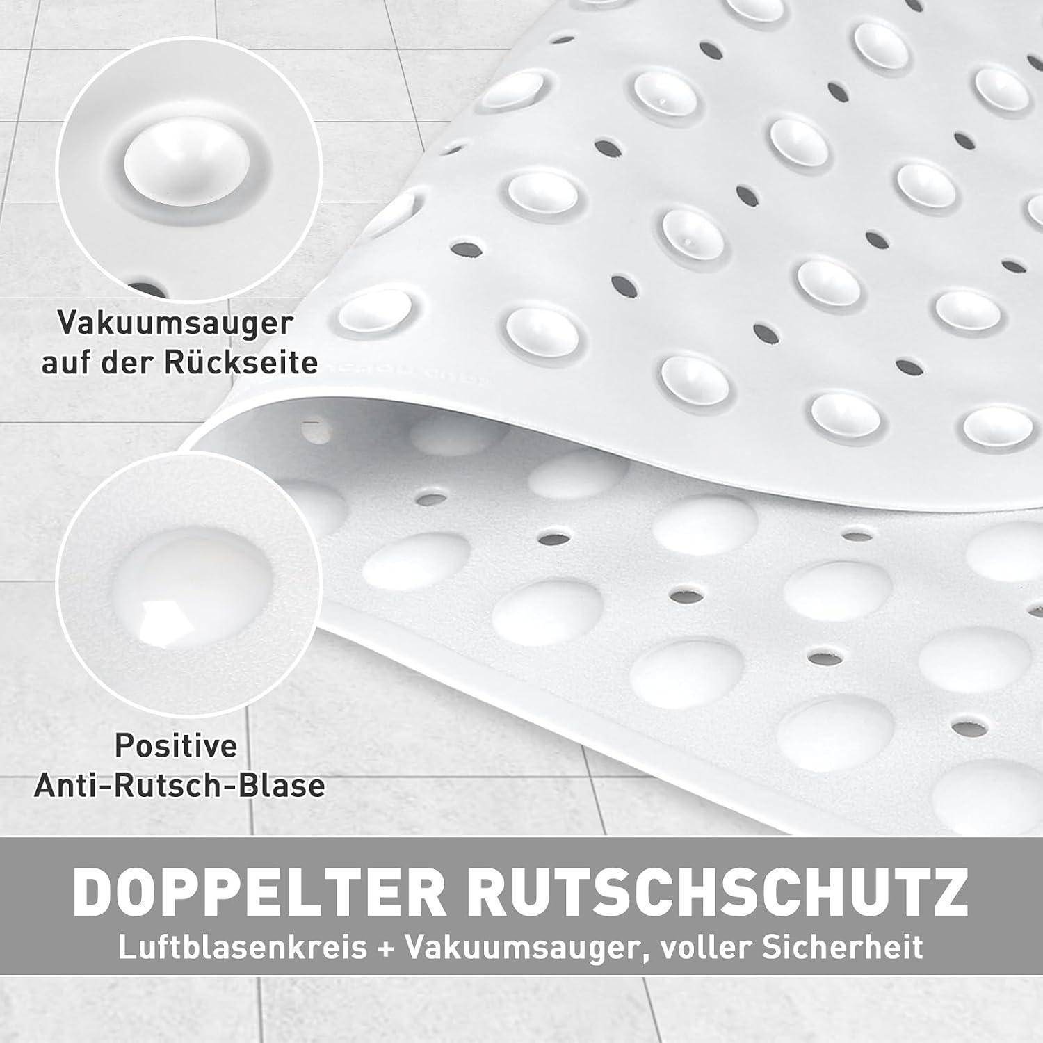 Duschmatte Eckdusche 70x70cm rutschfest mit Saugnäpfen Weiß