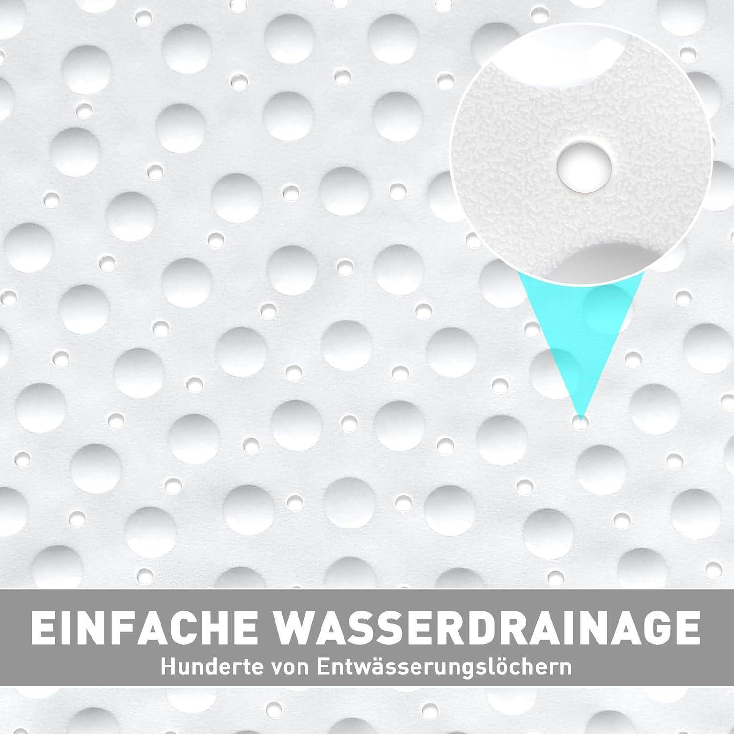 Duschmatte Eckdusche 70x70cm rutschfest mit Saugnäpfen Weiß
