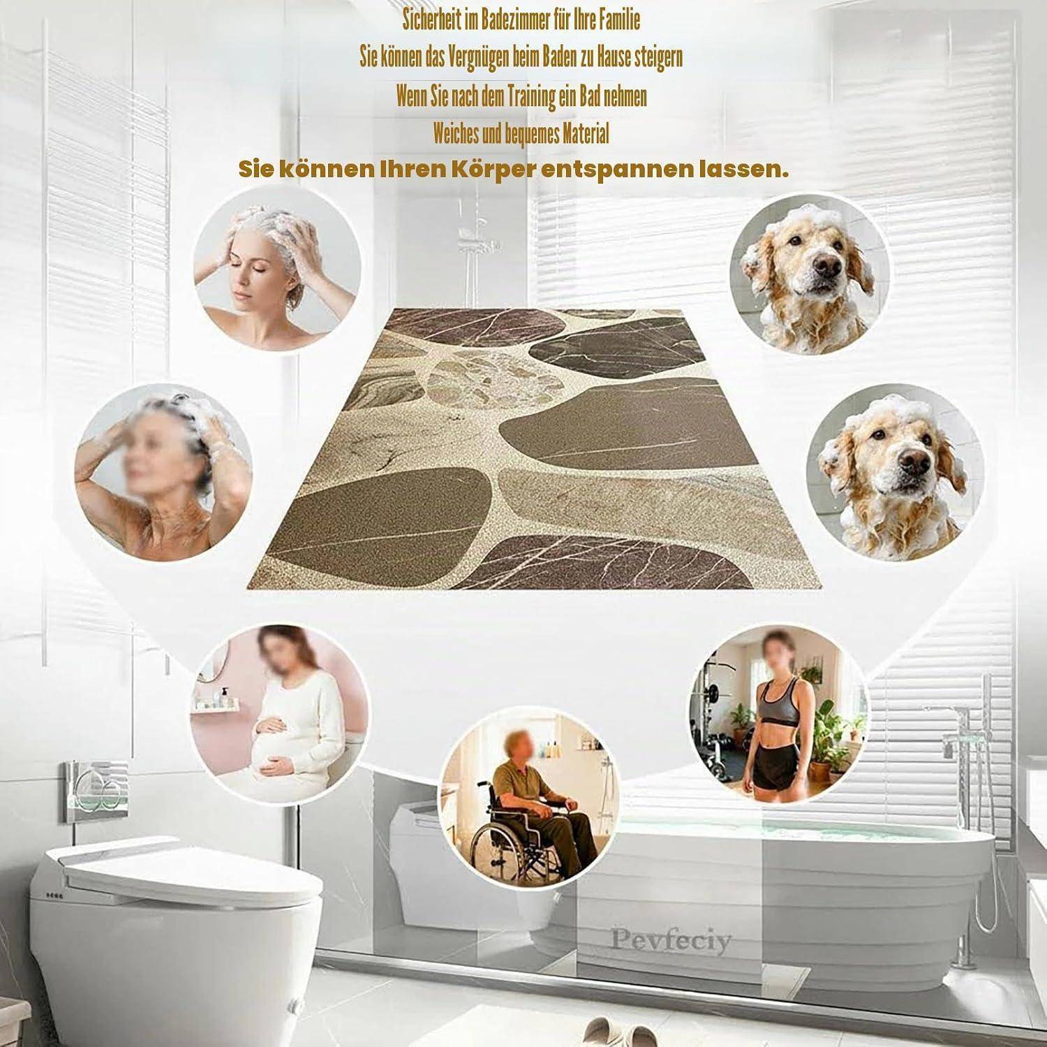 Duschmatte rutschfest 80x120 cm PVC mit Ablaufloch, zuschneidbar