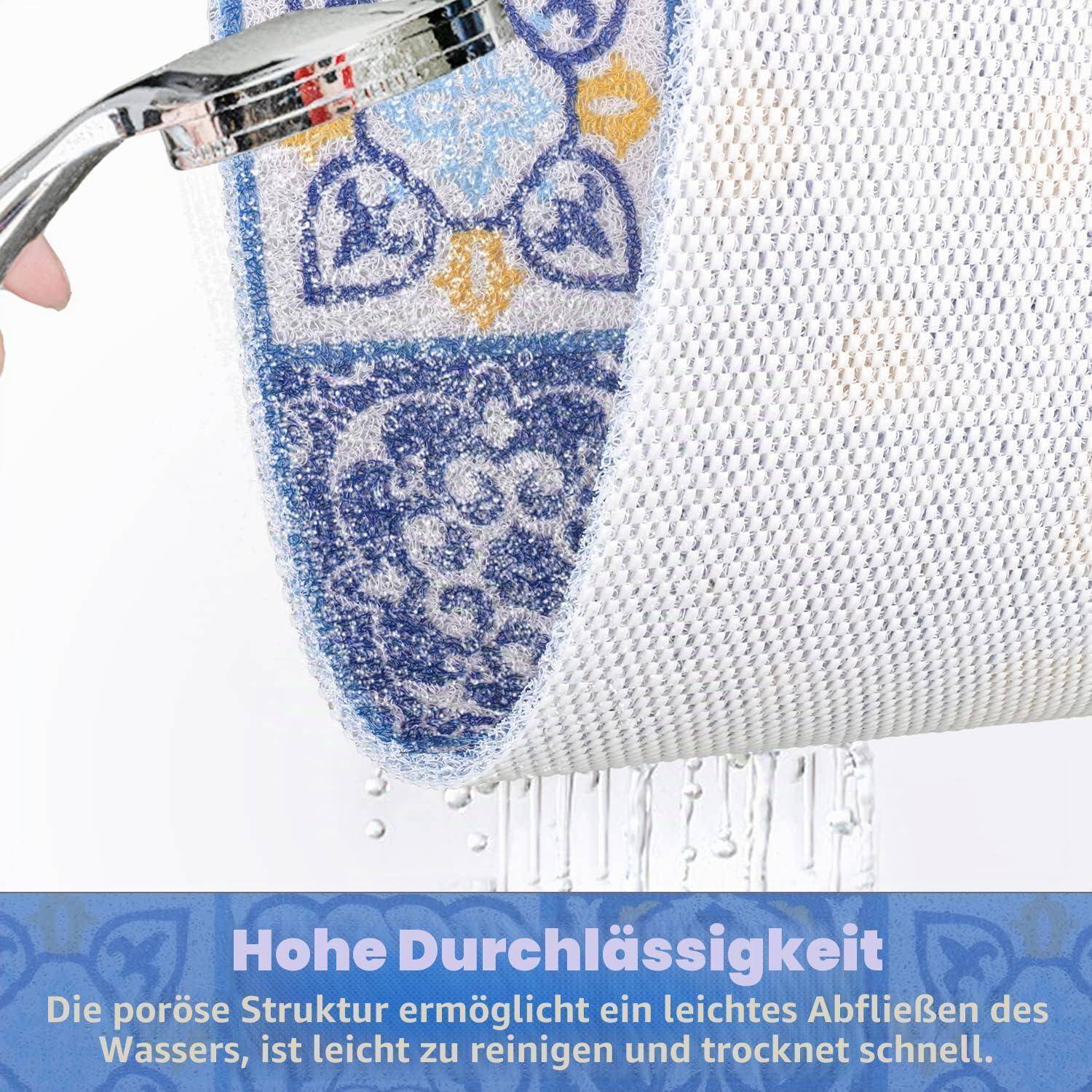 Duschmatte rutschfest 40x100cm PVC mit Ablauflöchern Moroccan Tile