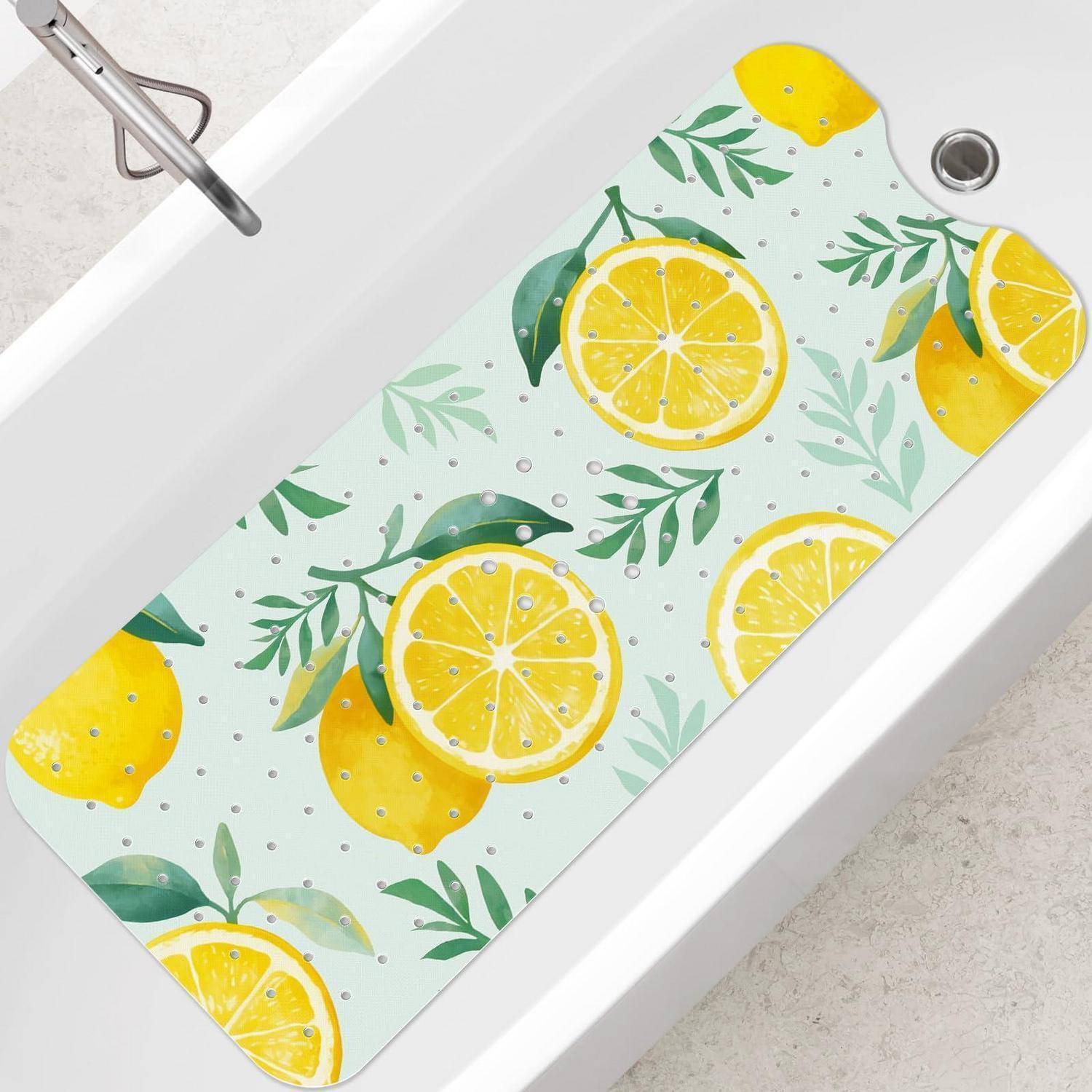 Badewannenmatte rutschfest Gelb 100x40cm, schimmelresistent, antibakteriell