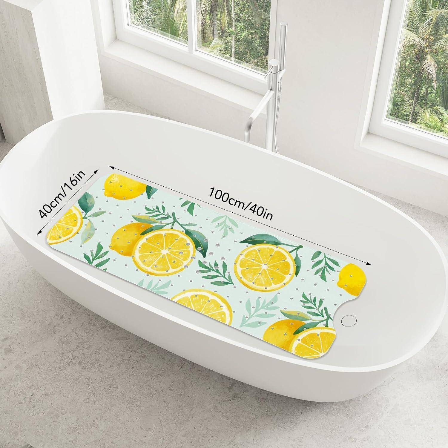 Badewannenmatte rutschfest Gelb 100x40cm, schimmelresistent, antibakteriell