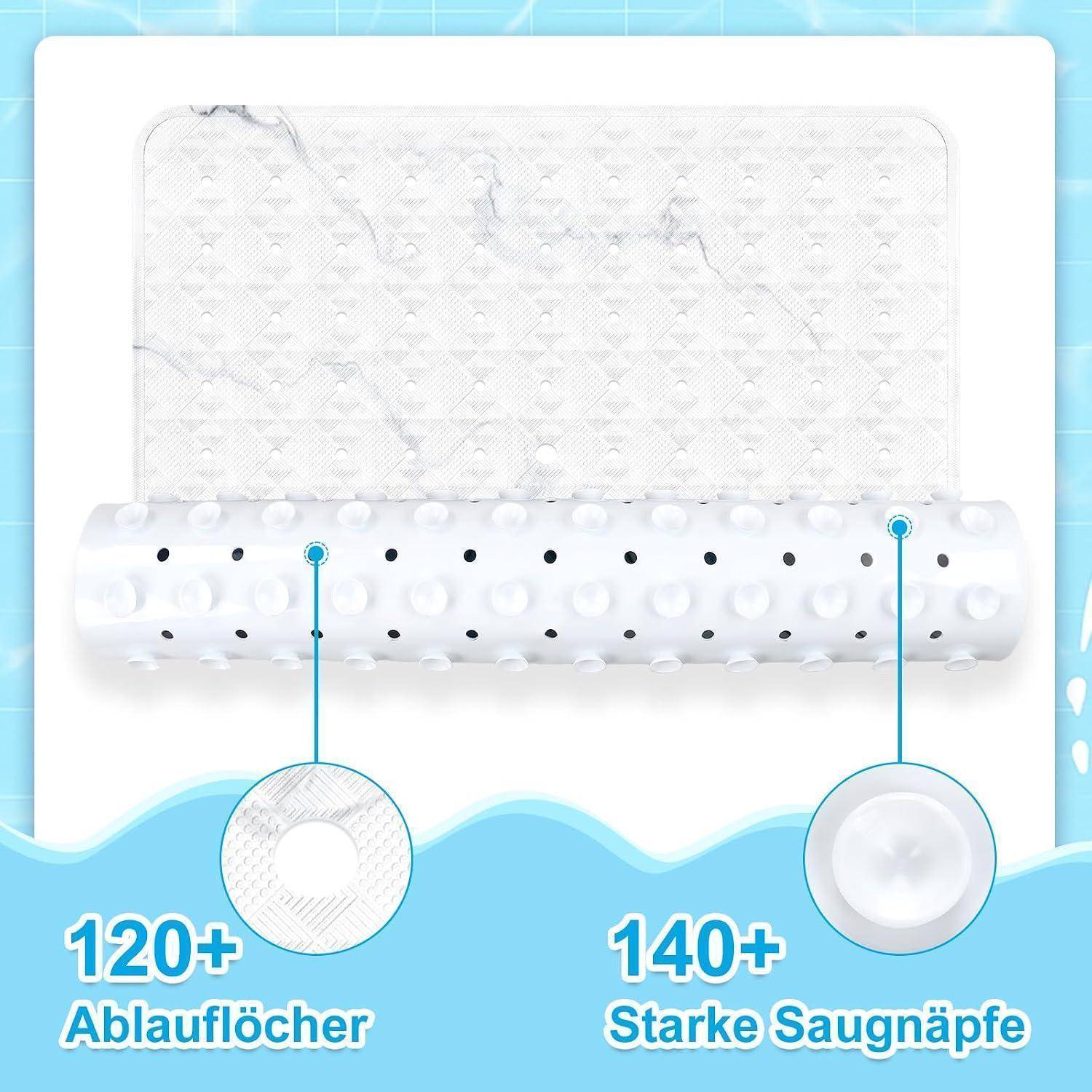 Duschmatte rutschfest 53x53cm BPA-frei Marmoroptik maschinenwaschbar