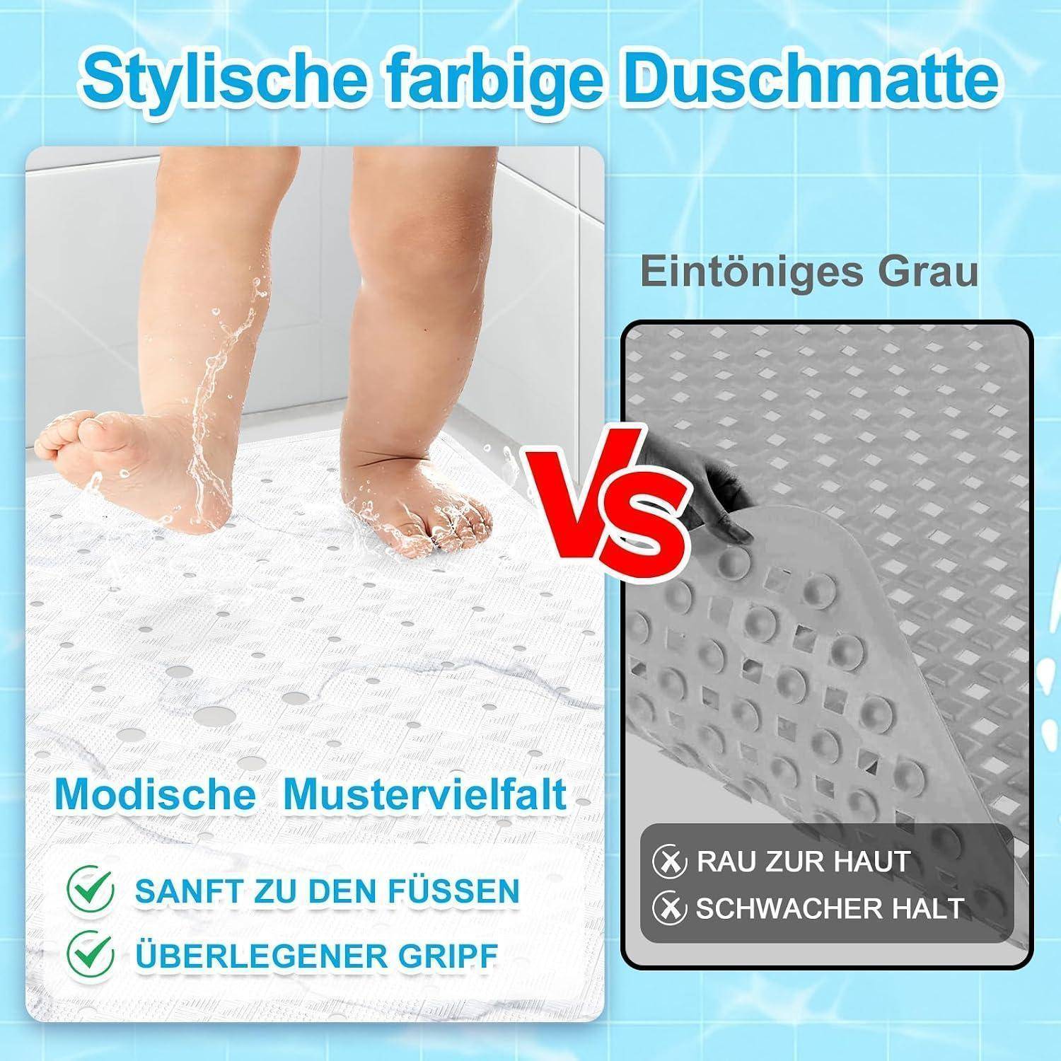 Duschmatte rutschfest 53x53cm BPA-frei Marmoroptik maschinenwaschbar