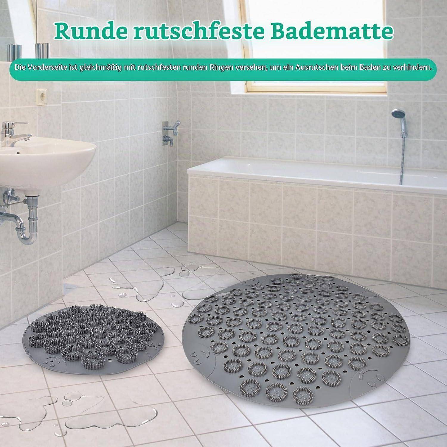Duschmatte Silikon rutschfest 2er-Set Massagefunktion 53/30cm