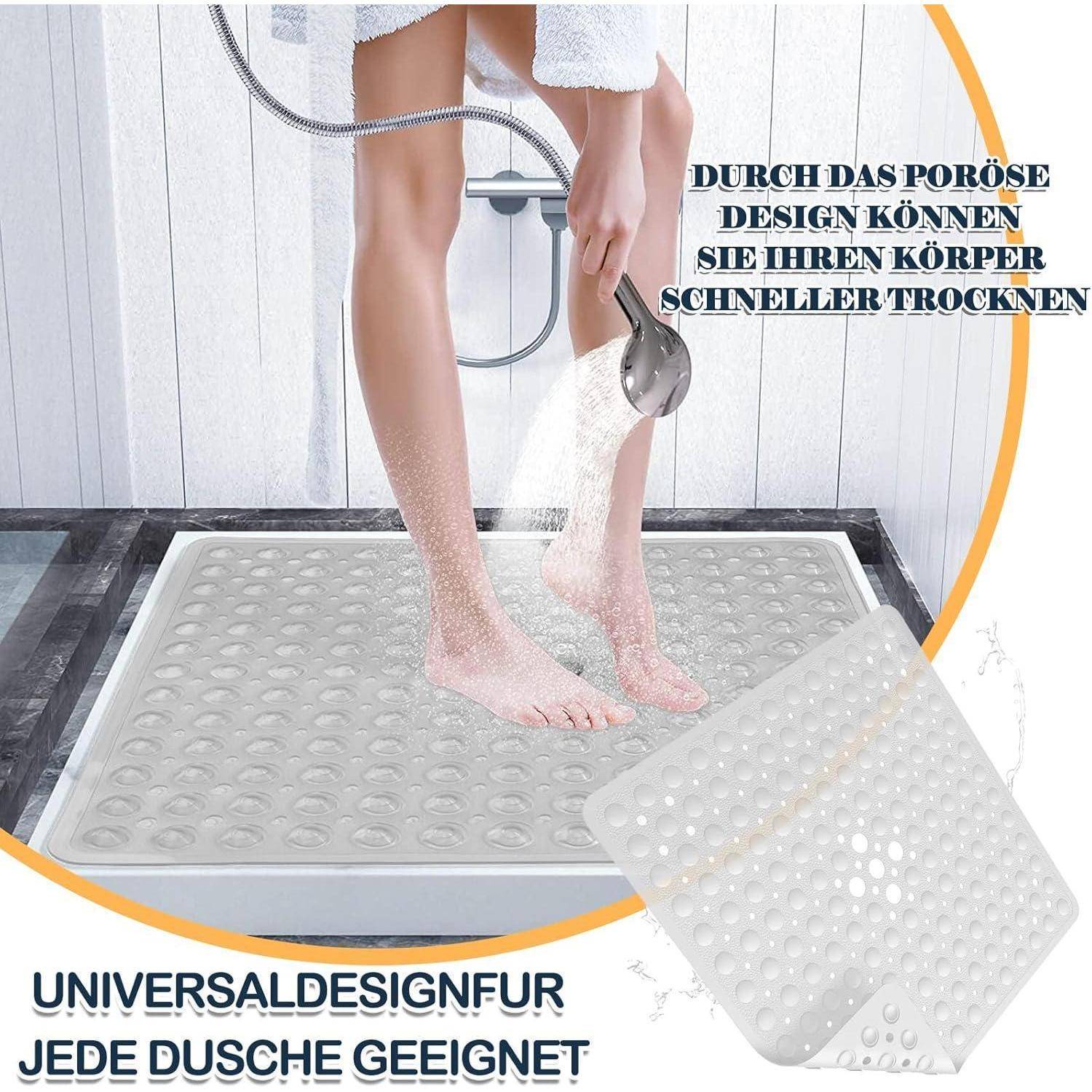 Duschmatte rutschfest PVC transparent 48x48cm mit Saugnäpfen