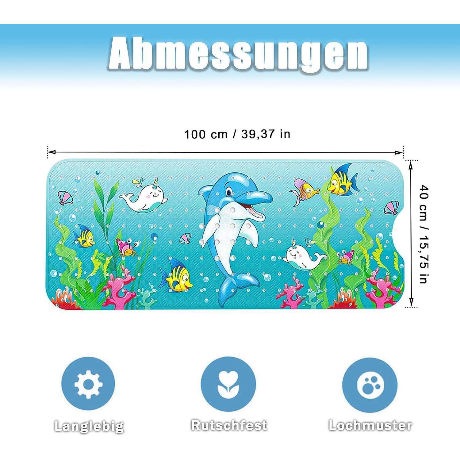 Illustrierte Unterwasser-Delfin-Wandtattoo, beschriftet mit „Abmessungen