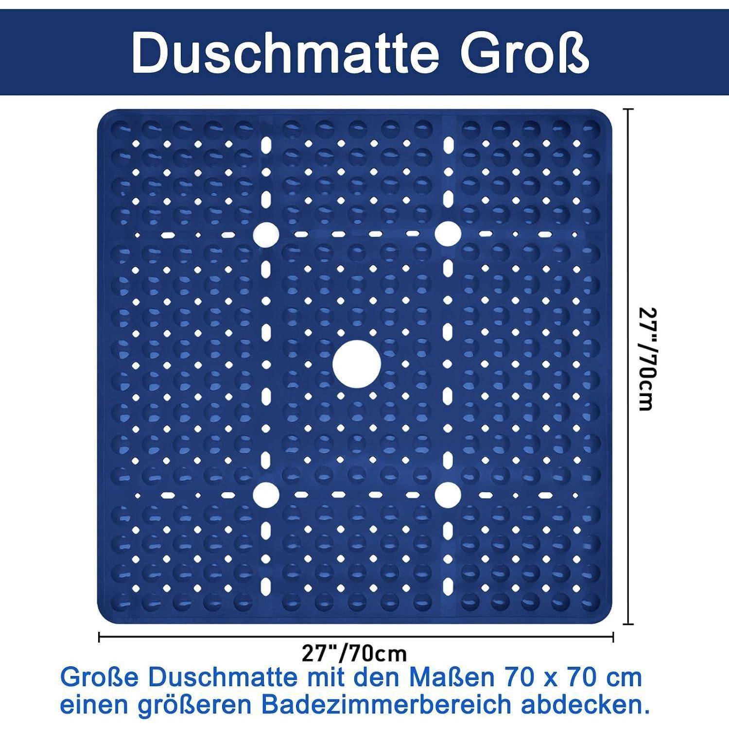 Blaugrüne quadratische Duschmatte mit der Bezeichnung „Duschmatte Groß