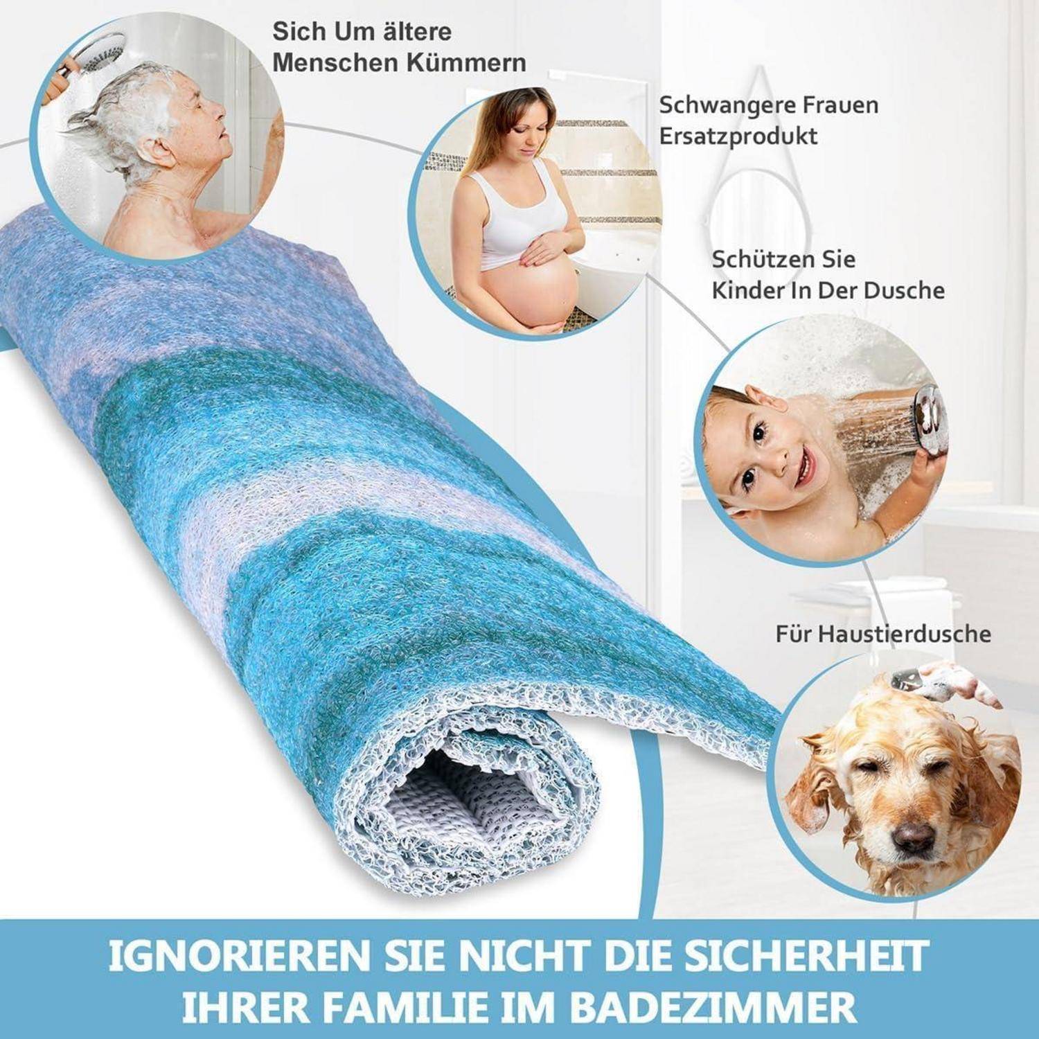 Duschmatte rutschfest 60x60cm Mikrofaser PVC Luffa quadratisch
