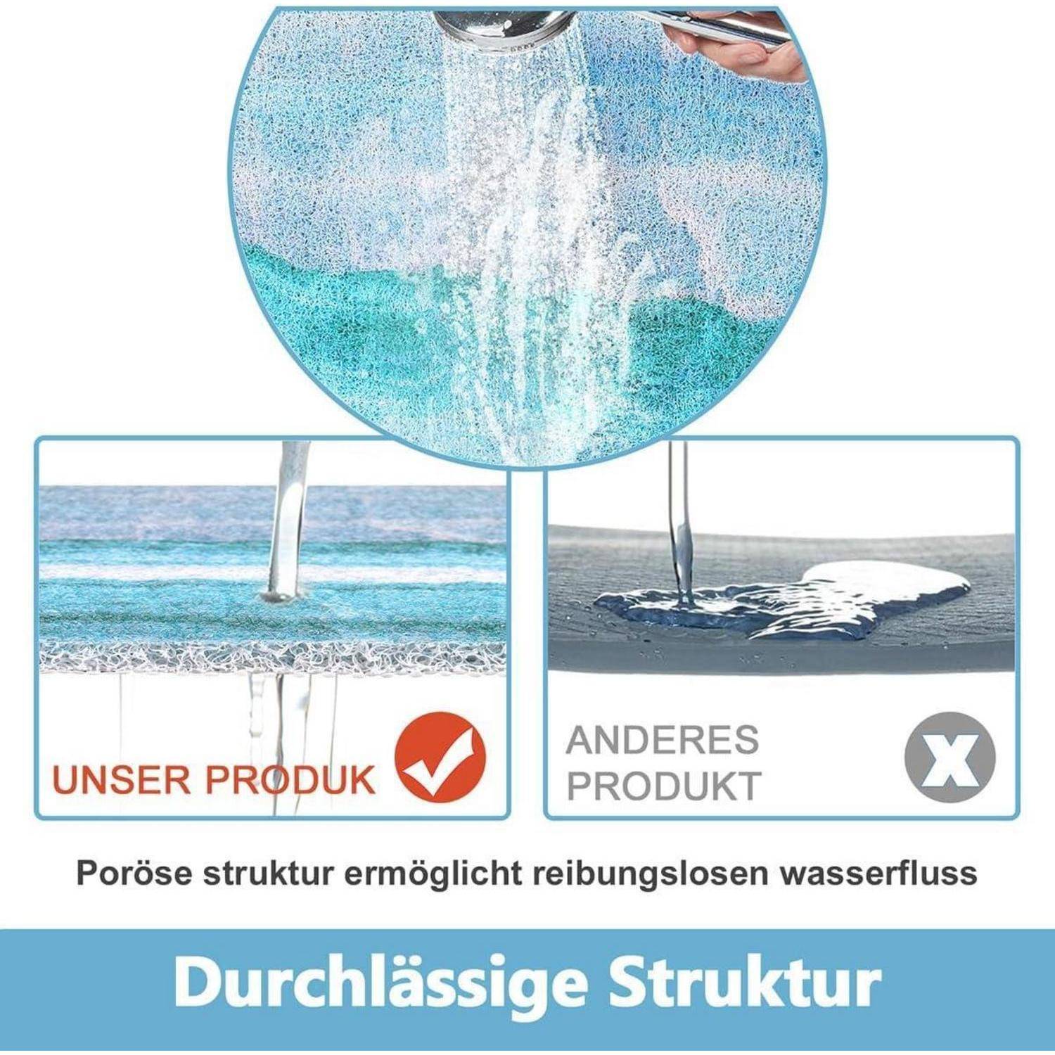 Duschmatte rutschfest 60x60cm Mikrofaser PVC Luffa quadratisch