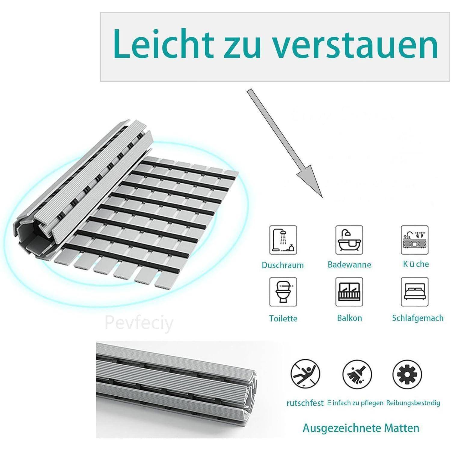 Faltbare Duschmatte mit Text „Leicht zu verstauen