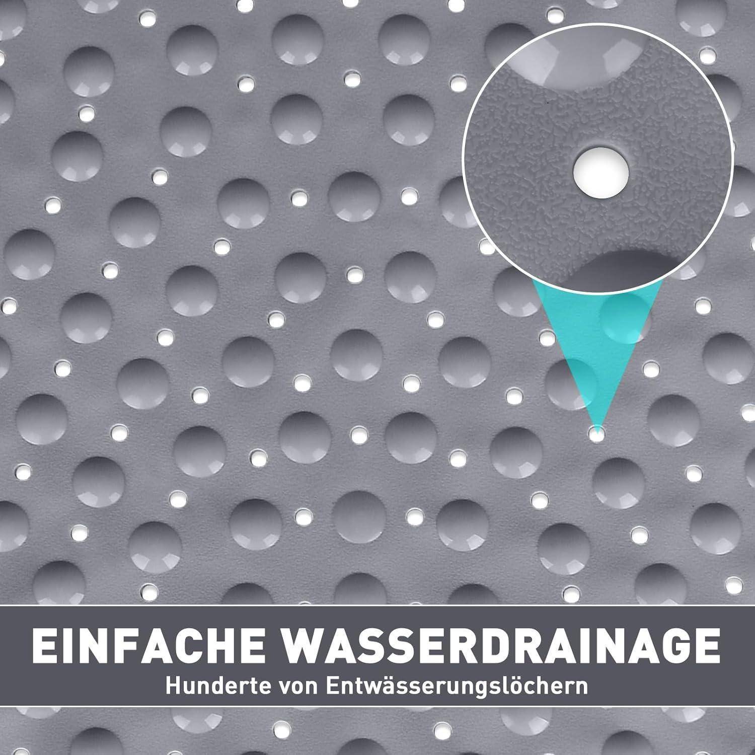 Duschmatte Eckdusche 70x70cm rutschfest grau mit Saugnäpfen