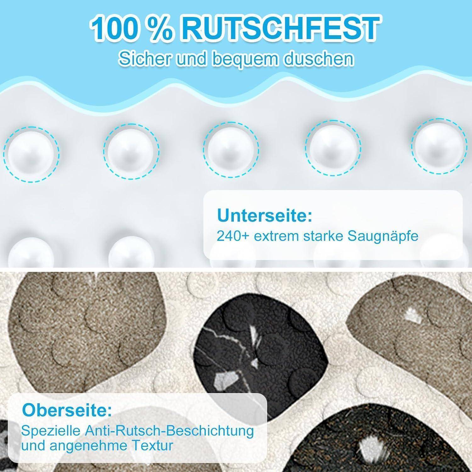 Duschmatte Eck 55cm rutschfest 3D-Kieselsteine BPA-frei maschinenwaschbar