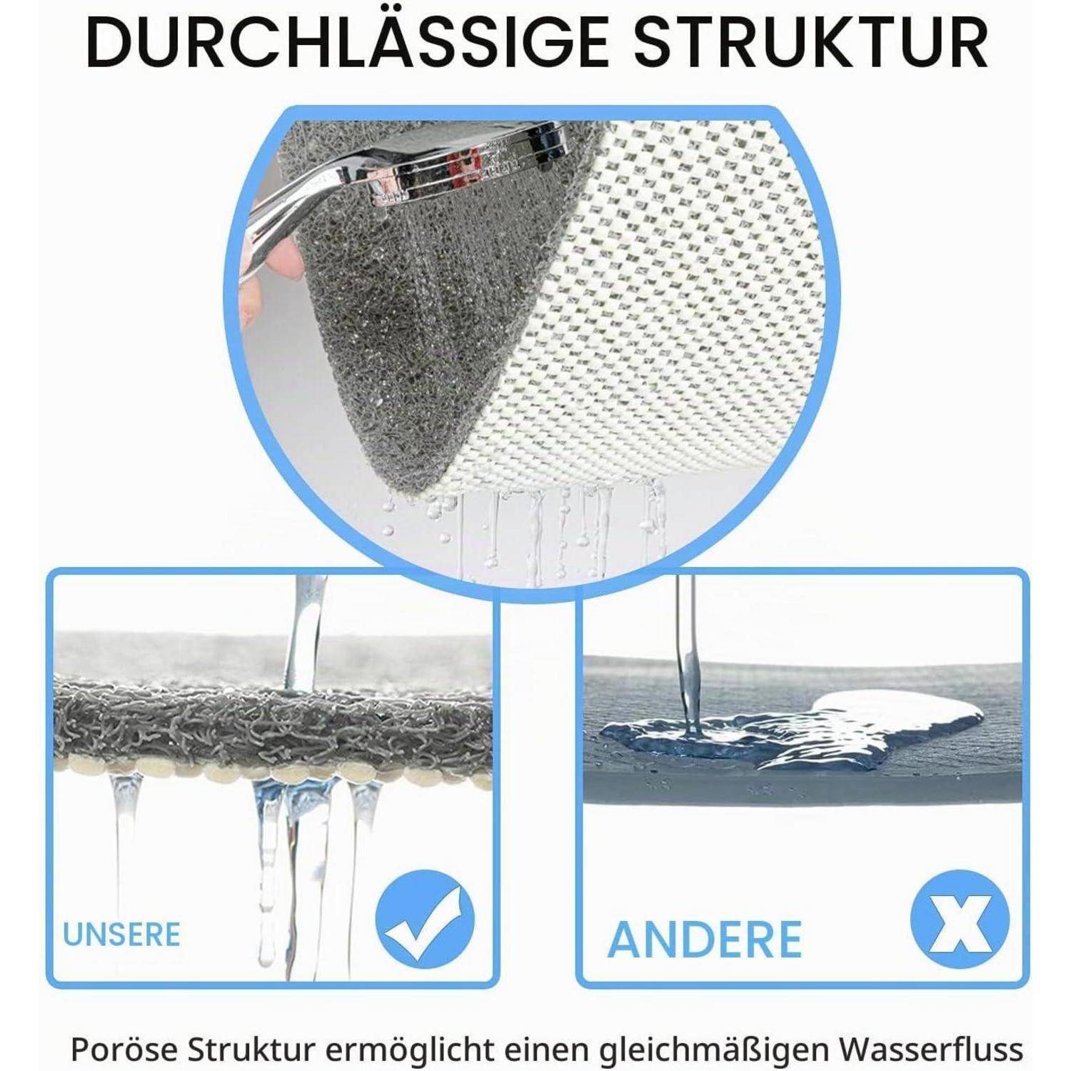 Duschmatte rutschfest 60x40cm Grau Antibakteriell Schnelltrocknend