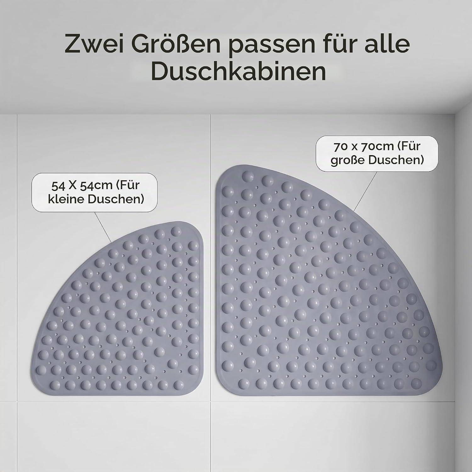 Duschmatte Dreieck PVC 54x54cm Grau rutschfest mit Saugnäpfen