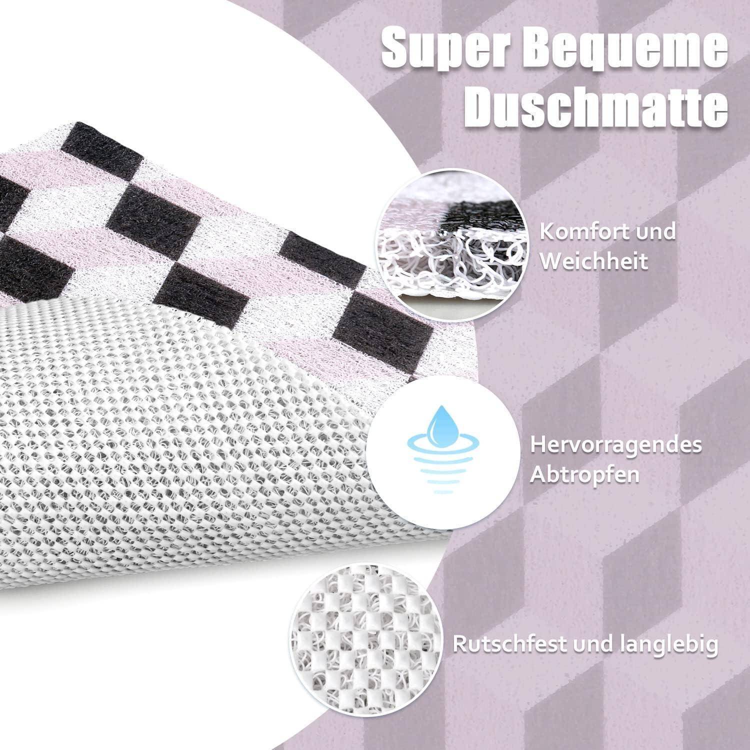 Duschmatte rutschfest 60x60cm PVC mit Ablauflöchern, schnell trocknend
