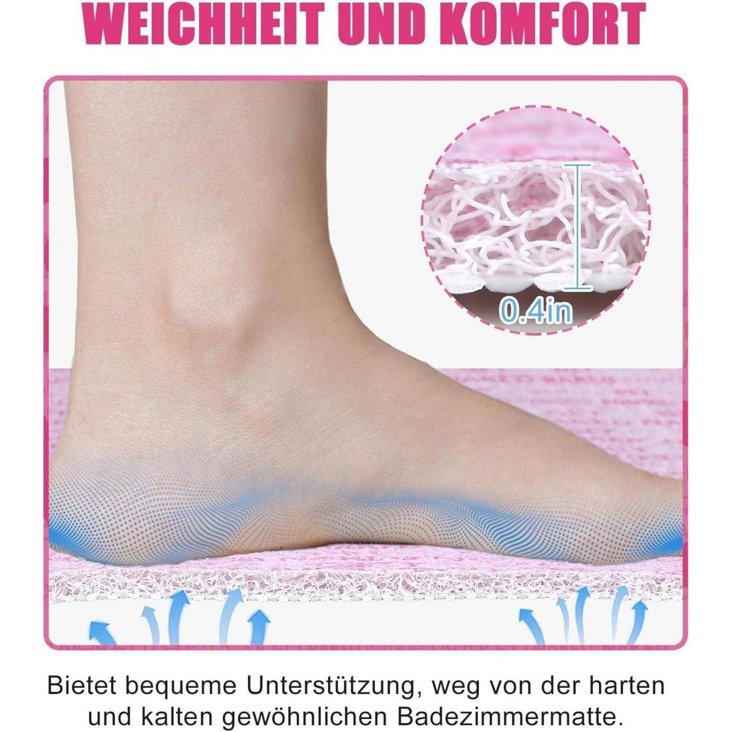 Fuß auf weicher gepolsterter Einlegesohle mit der Aufschrift „WEICHHEIT UND KOMFORT
