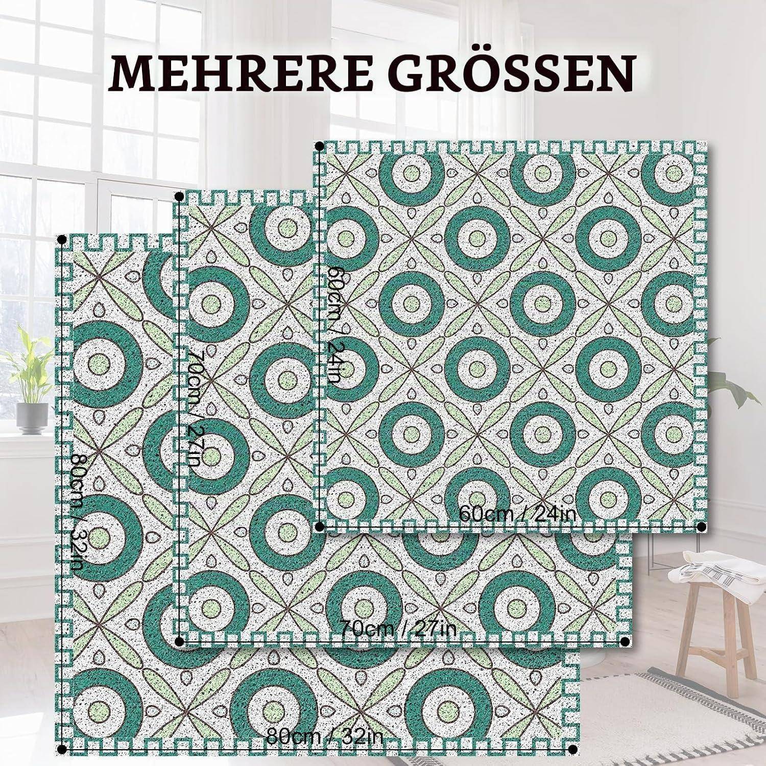 Anzeige für gemusterte Bodenmatte in MEHRERE GRÖSSEN drei Größen: 40cm x 22in, 60cm x 24in, und 80cm x 32in.