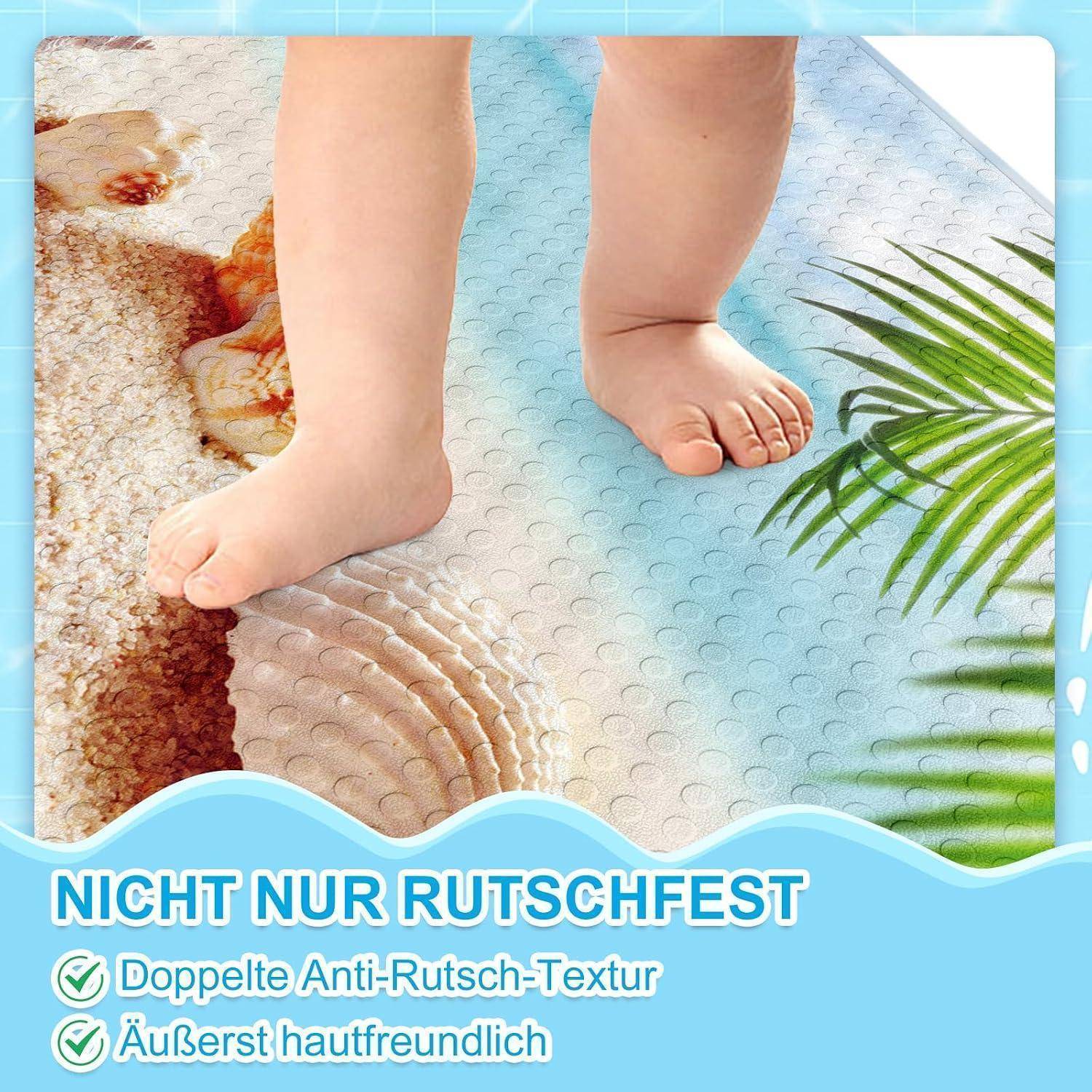 Infografik von Babyfüßen auf einer strukturierten Oberfläche mit dem Label „NICHT NUR RUTSCHFEST