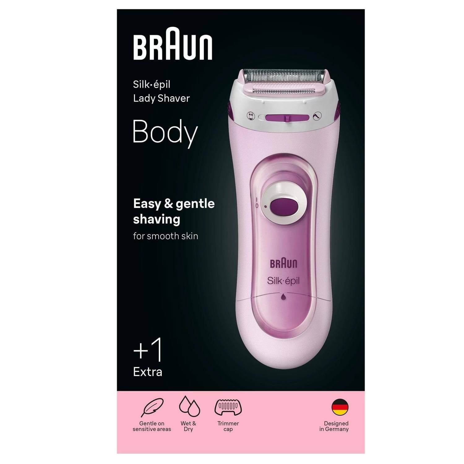Braun Silk-épil Lady Shaver Body mit rosa Rasierer, „Einfaches und sanftes Rasieren für glatte Haut