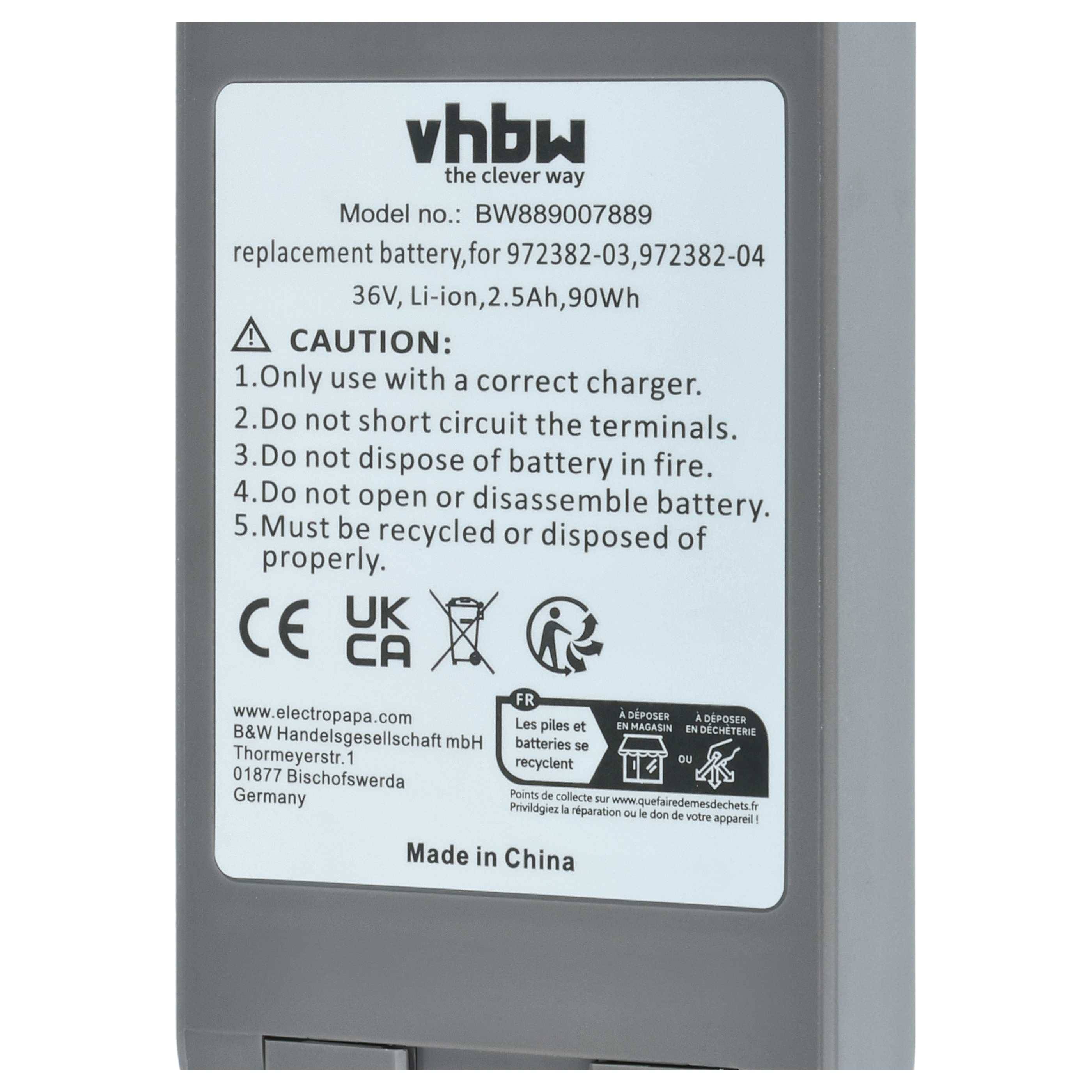 vhbw Akku kompatibel mit Dyson Gen5 Outsize, Detect | Staubsauger Grau (2500 mAh, 36 V, Li-Ion)