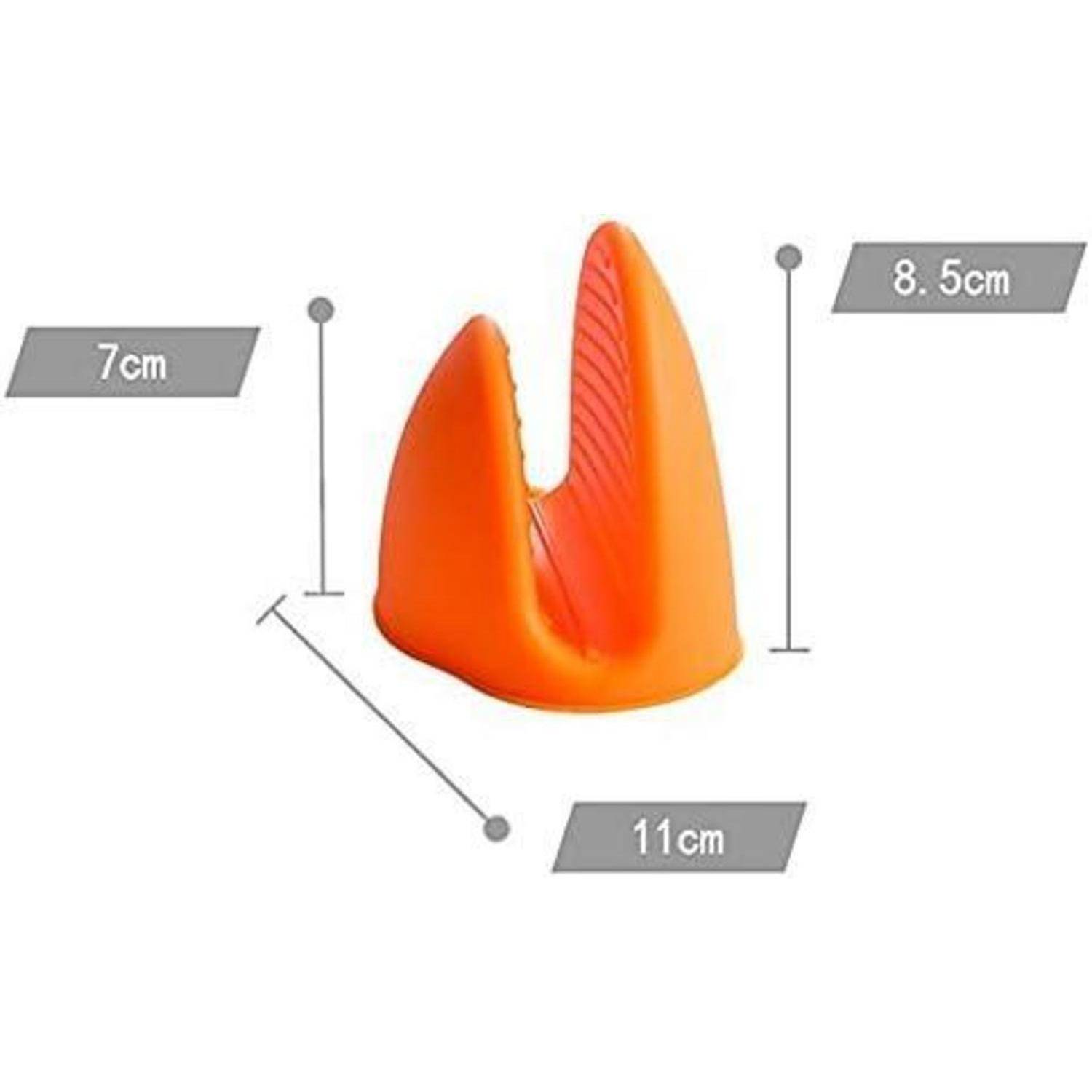 Oranges kunststoffkeilförmiges Objekt mit Größenbezeichnungen 7 cm, 8,5 cm und 11 cm, die darum herum angezeigt werden.