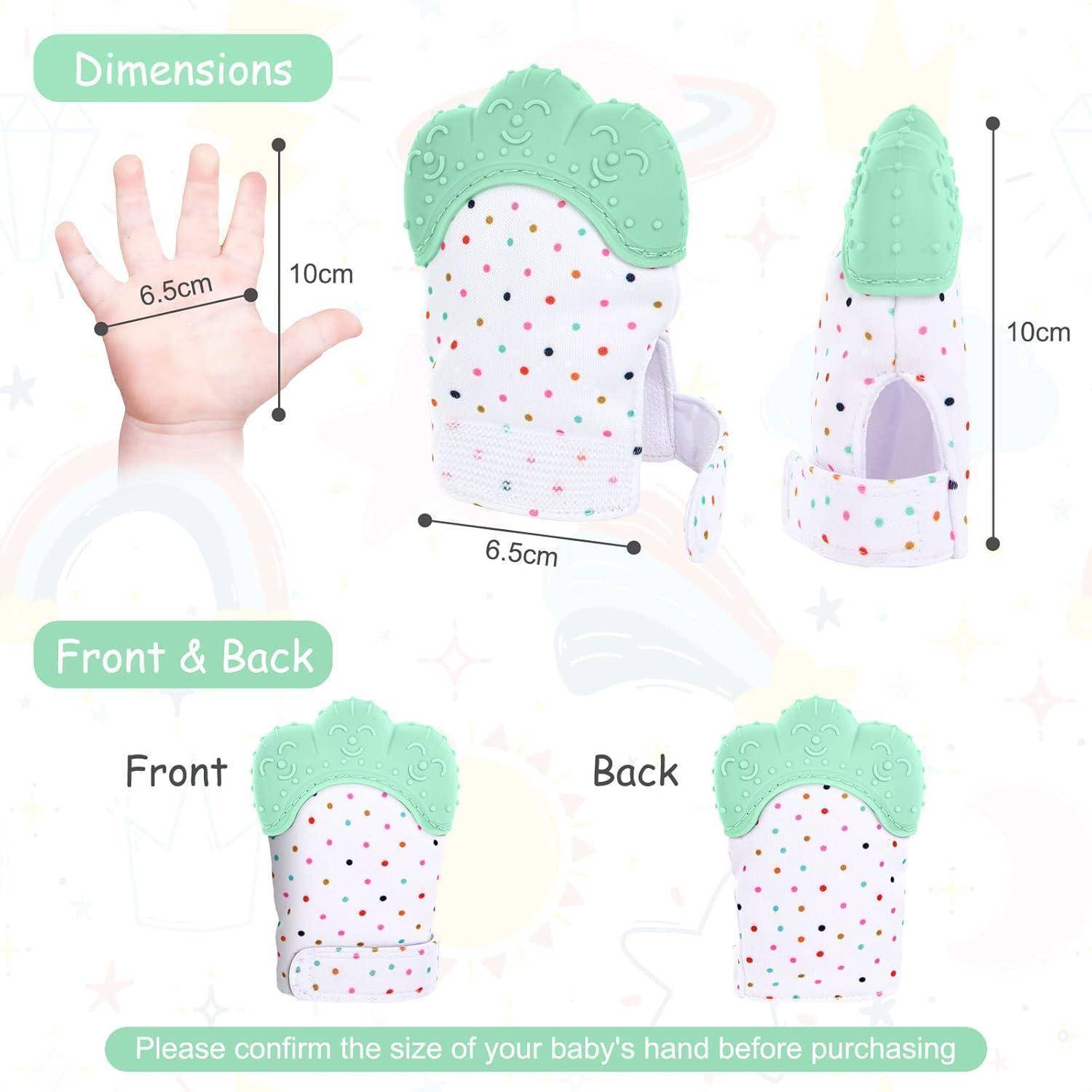 Vicloon Baby Beißhandschuhe 2 Stück BPA Frei Silikon Grün Tupfen
