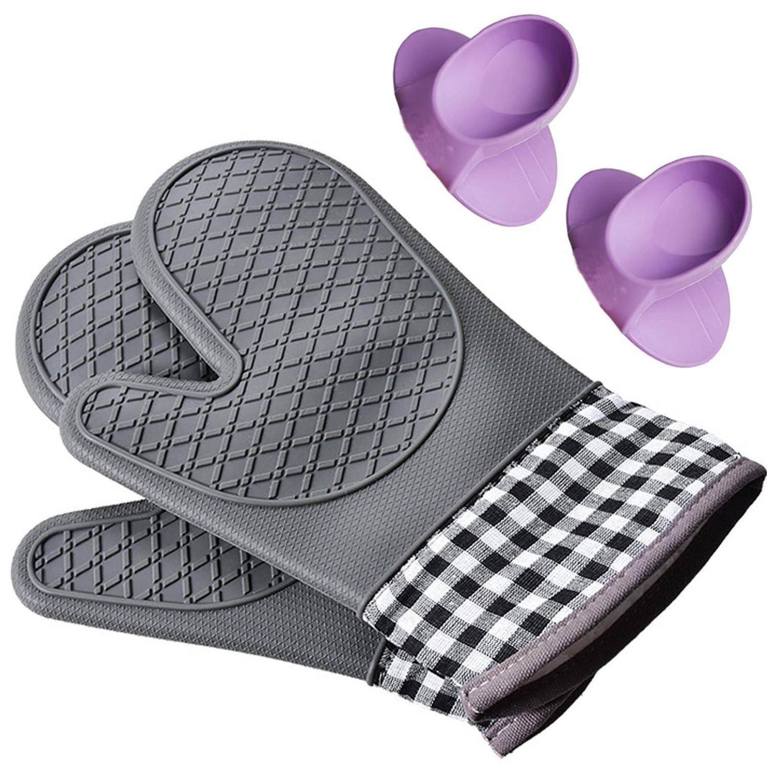 Ofenhandschuhe 4er Set 300°C Hitzebeständig Grau