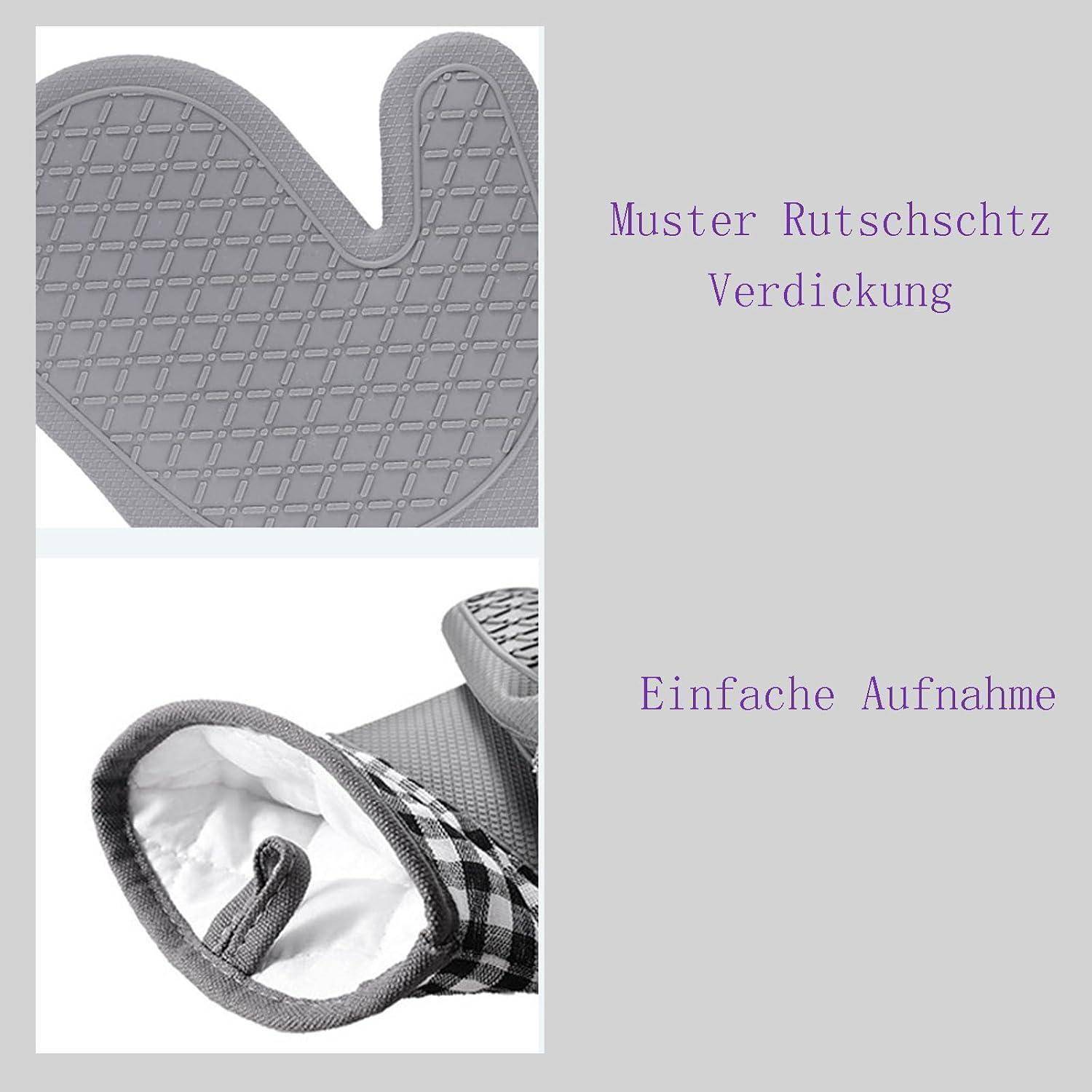 Ofenhandschuhe 4er Set 300°C Hitzebeständig Grau