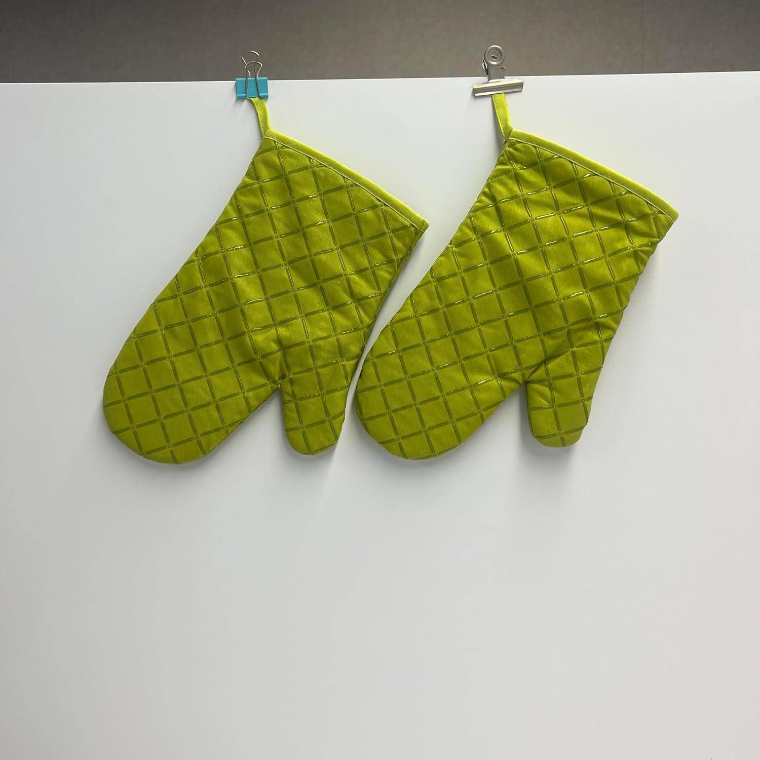 Ofenhandschuhe 1 Paar Baumwolle Hitzebeständig Gelbgrün
