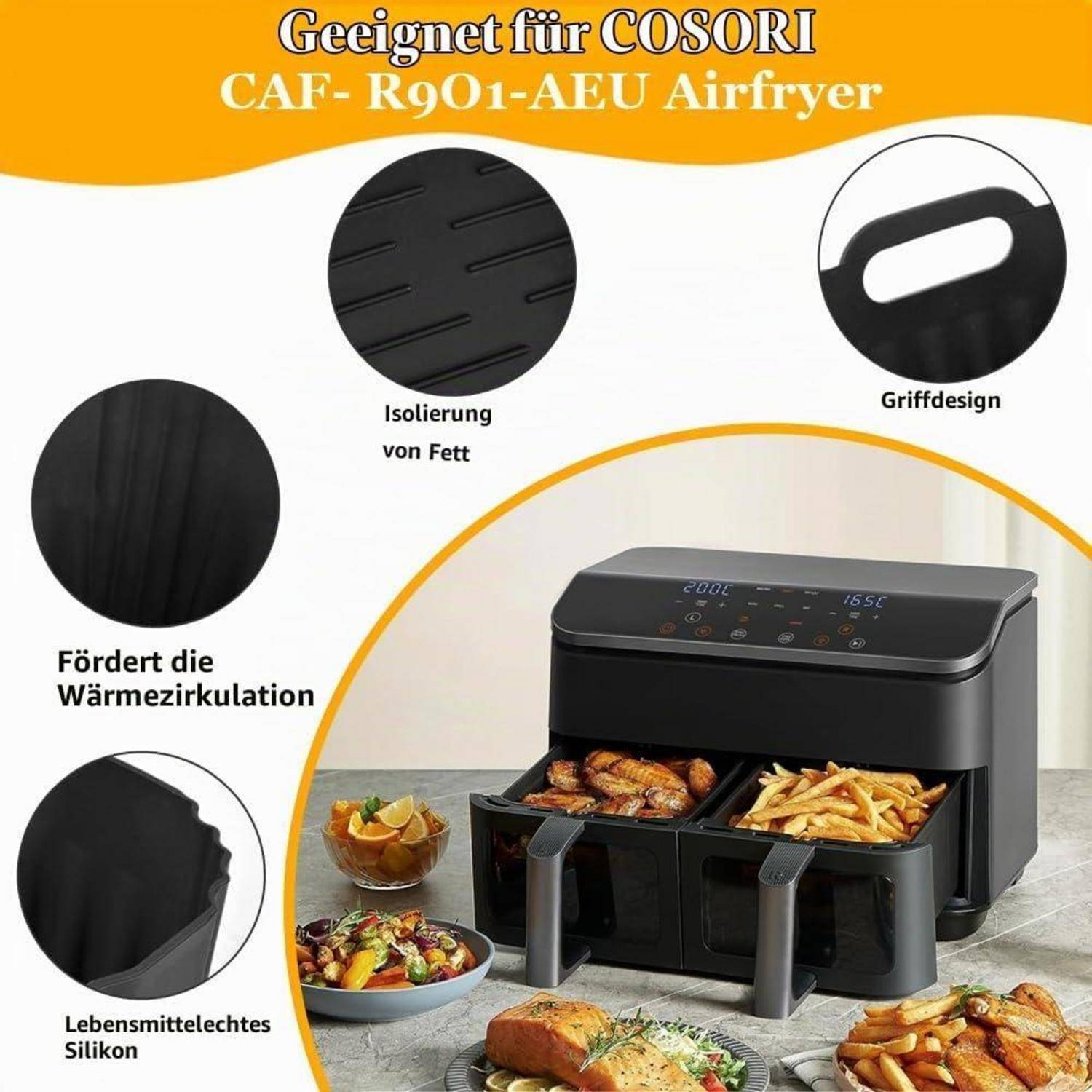28-teiliges Zubehör für Heißluftfritteuse COSORI Dual Blaze 8,5 L