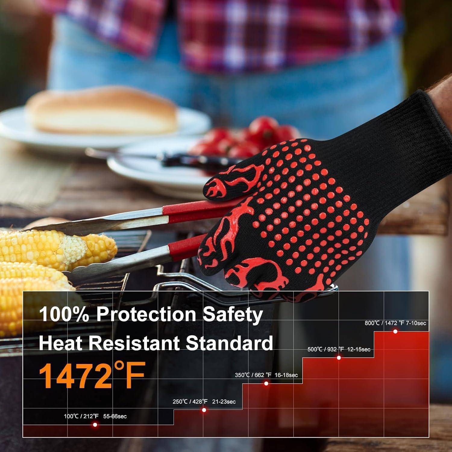 Grillhandschuhe hitzebeständig bis 800°C, rot