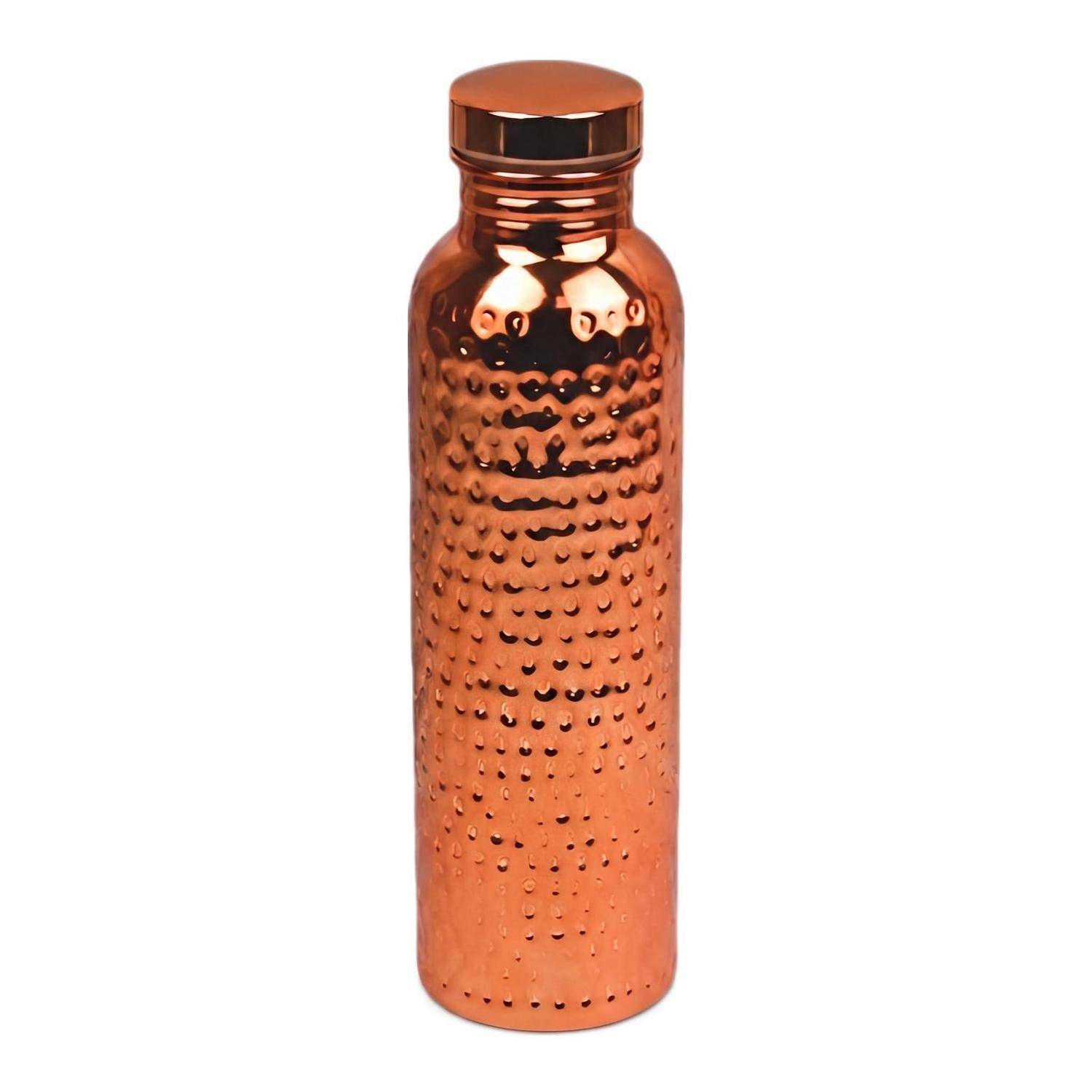Kupferbeschichtete Trinkflasche 800ml Hammerschlagoptik auslaufsicher inkl. Bürste