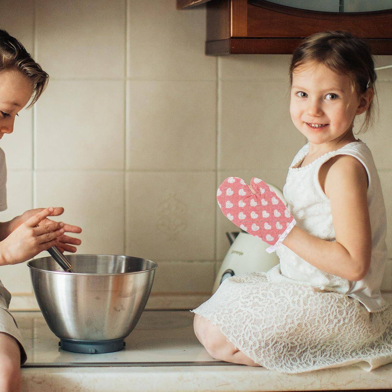 Ofenhandschuhe Kinder 2 Stück mit Baumwollfutter