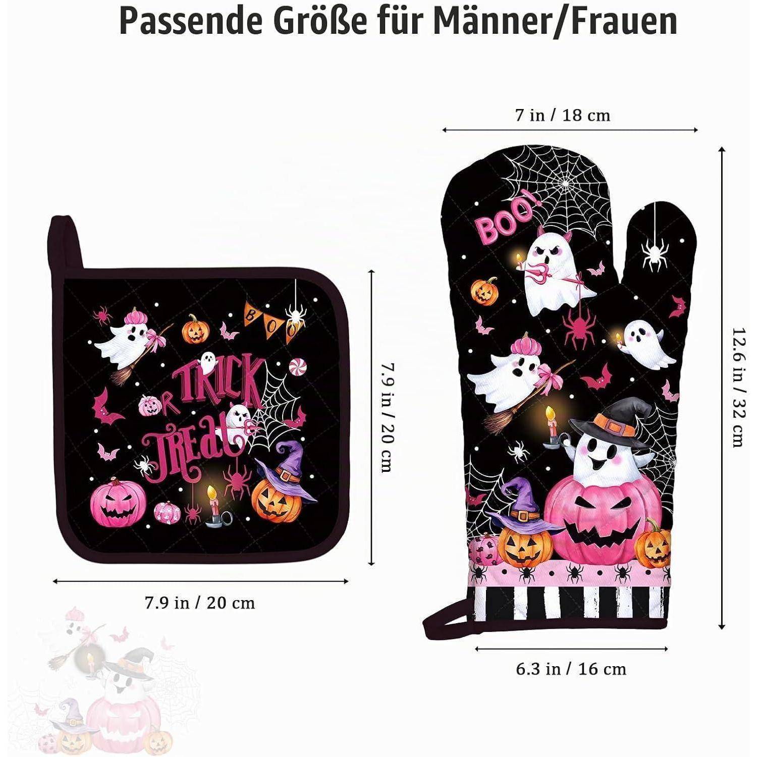 Halloween Geister Ofenhandschuh & Topflappen Set 4tlg Baumwolle