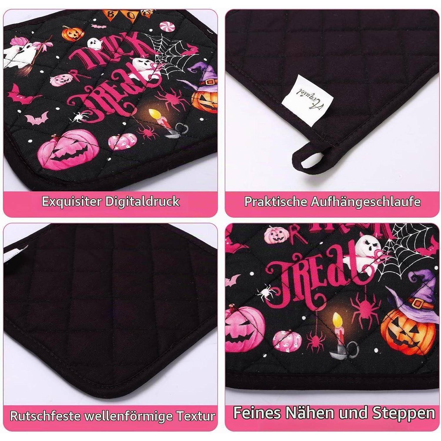 Halloween Geister Ofenhandschuh & Topflappen Set 4tlg Baumwolle