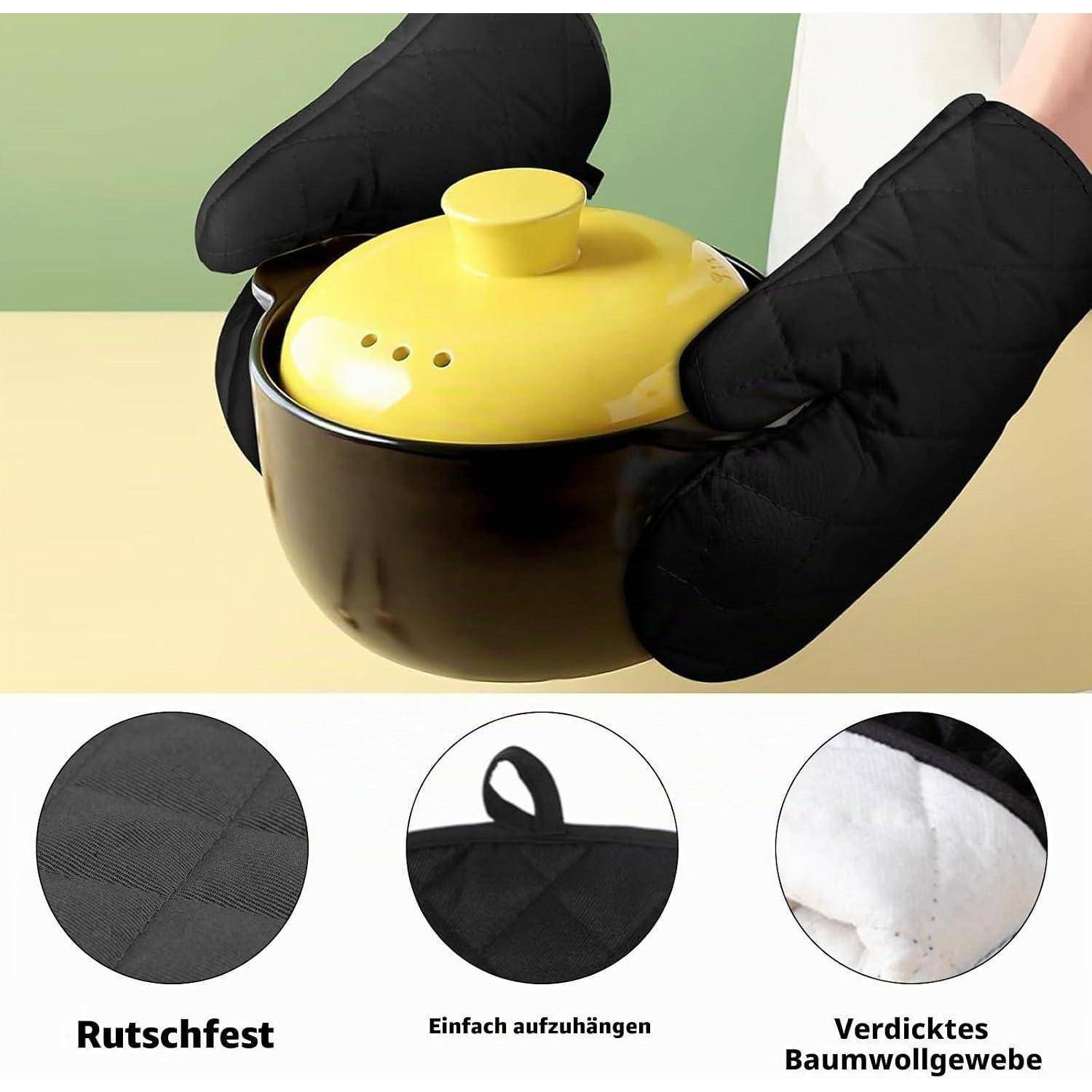 Ofenhandschuh-Set 4-teilig hitzebeständig bis 250°C