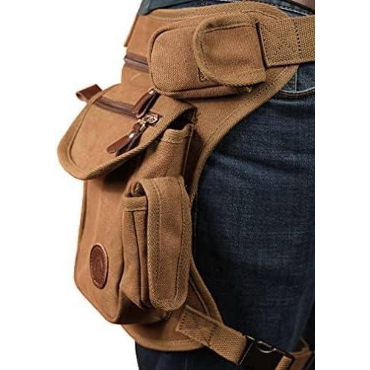 Beintasche Canvas Braun für Mini iPad iPhone Outdoor Reisen