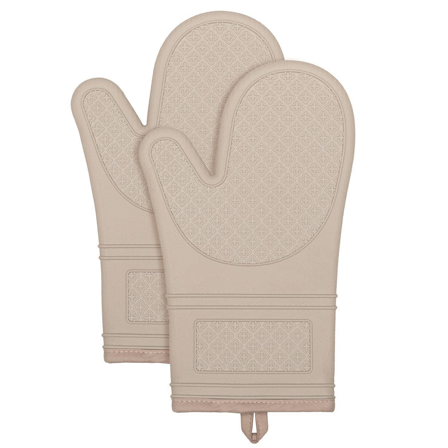 Yutat® Ofenhandschuhe 2er Set Hitzebeständig bis 300°C Silikon Khaki