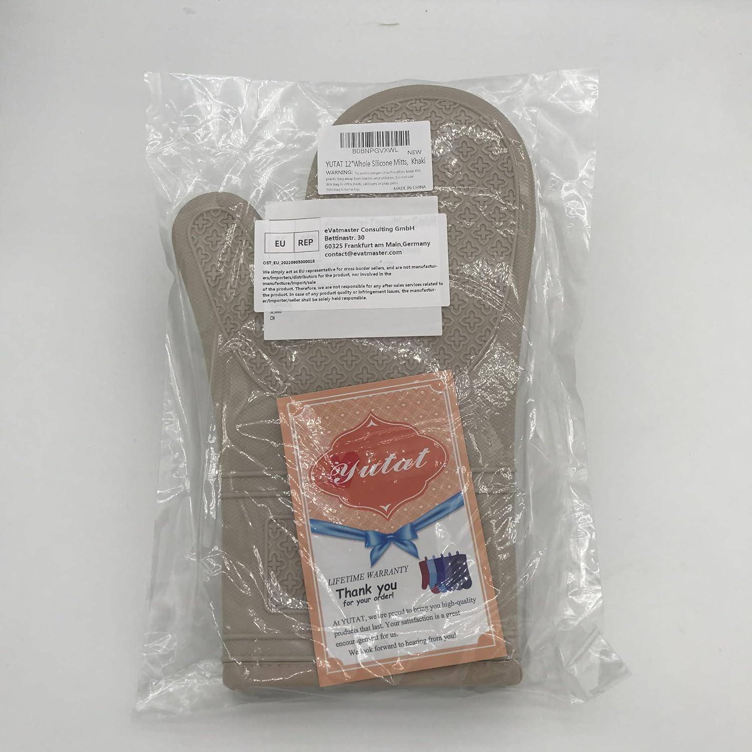 Yutat® Ofenhandschuhe 2er Set Hitzebeständig bis 300°C Silikon Khaki
