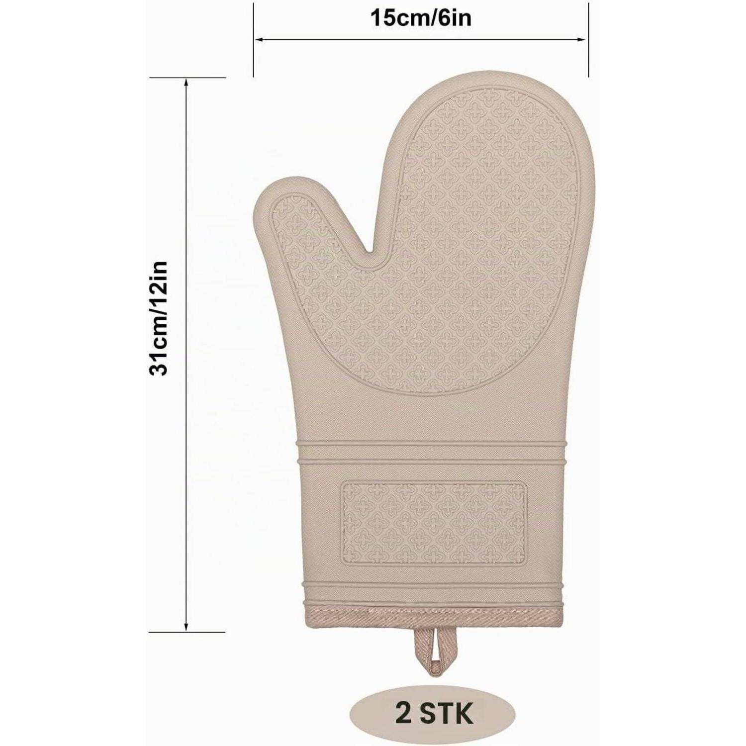 Yutat® Ofenhandschuhe 2er Set Hitzebeständig bis 300°C Silikon Khaki