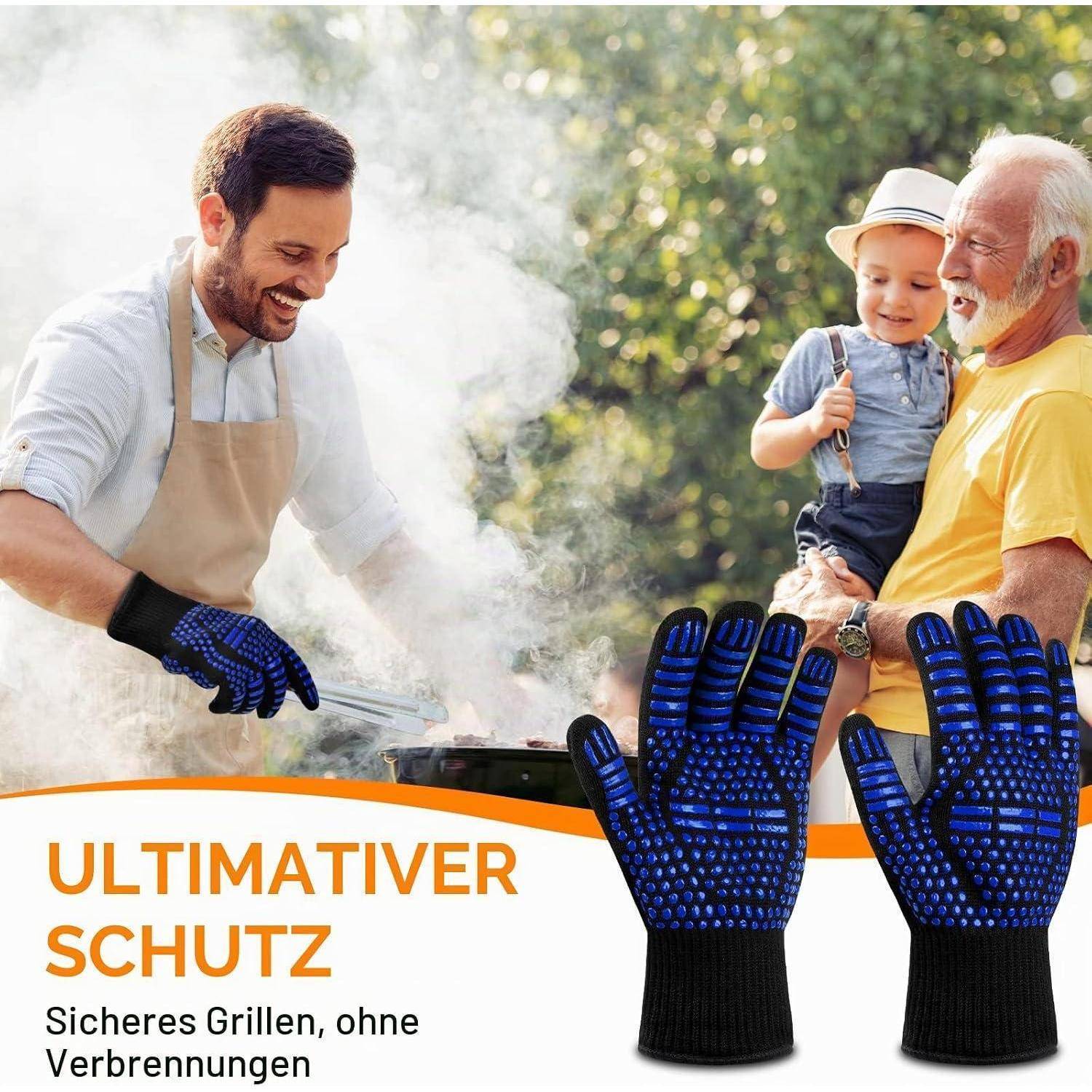 flintronic Grillhandschuhe Hitzebeständig 800°C Blau