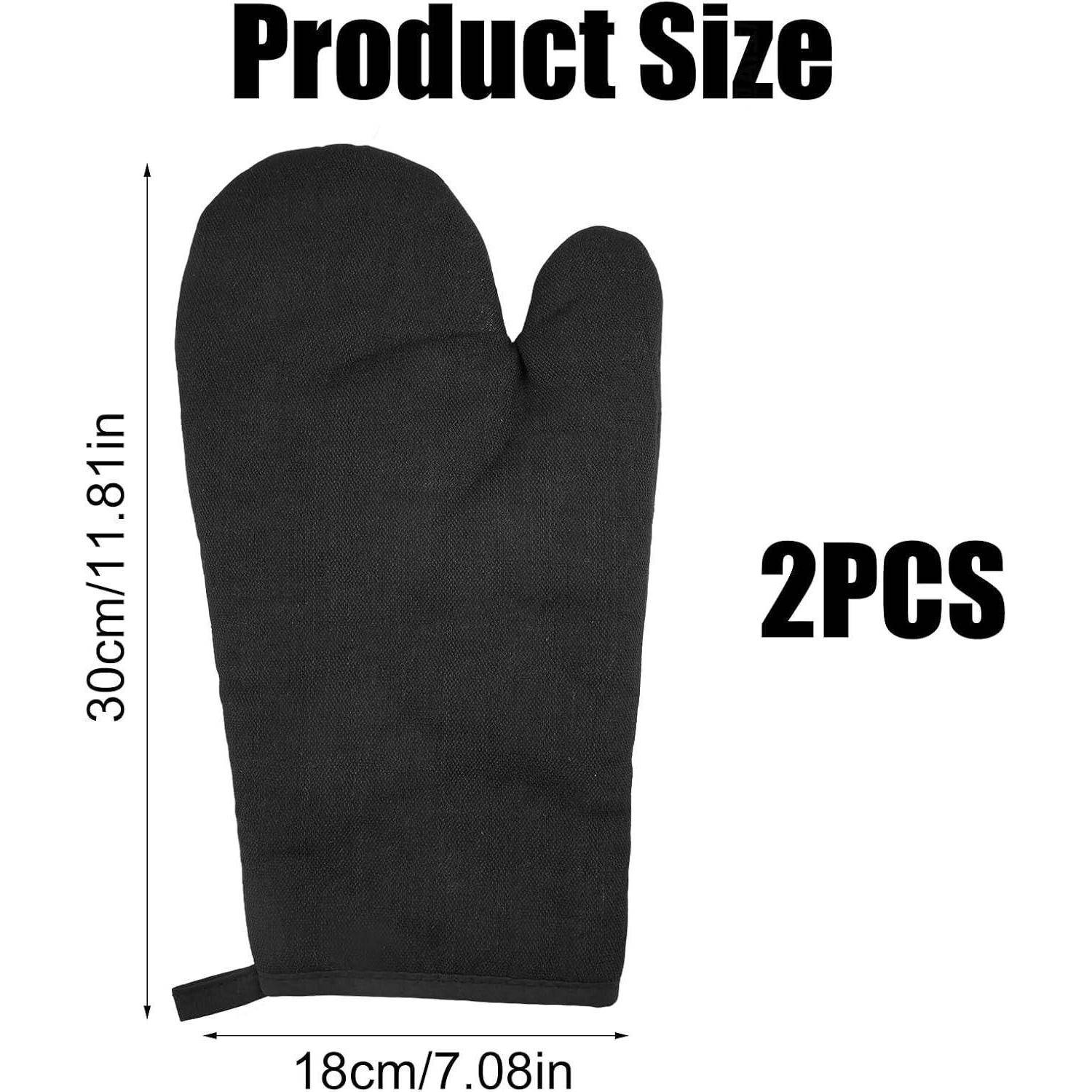 Größenangabe für schwarze Ofenhandschuhe: 30 cm/11,8 Zoll hoch, 18 cm/7,08 Zoll breit, 2er-Set.